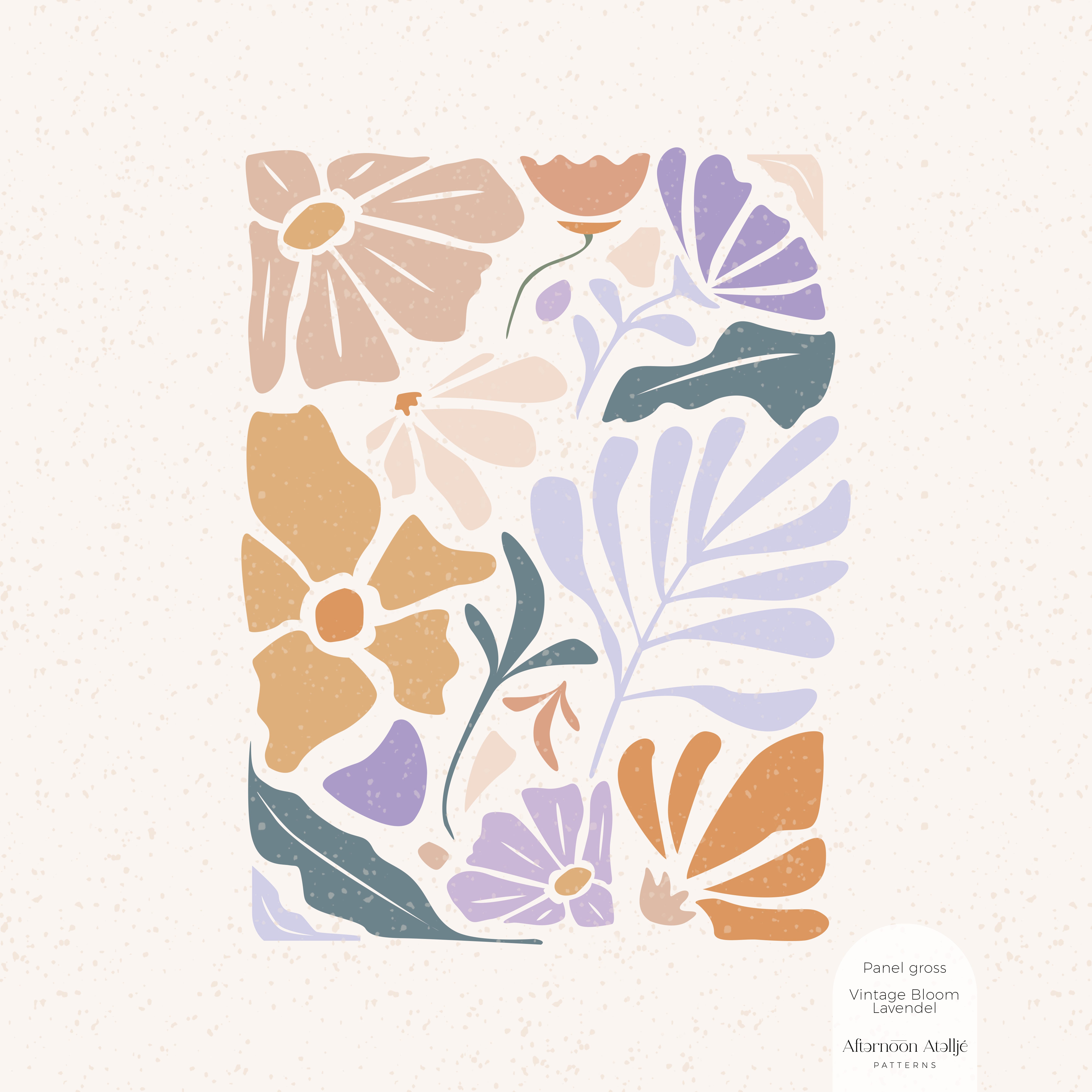 Bio Stoff - Vintage Bloom Lavender Panel Large by Afternoon Atellje in purple