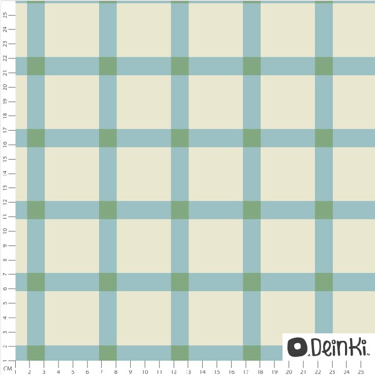 Bio Stoff  -  Frühlingskaro  - Deinki, Kariert, creme, blau