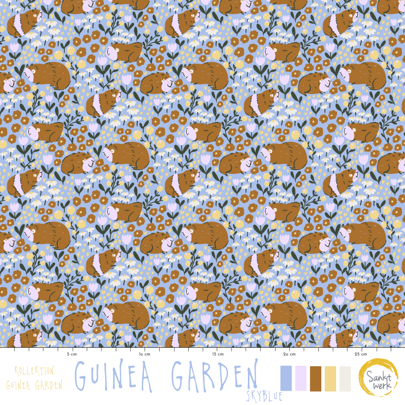 Organic Fabric  - Guinea Garden Skyblue