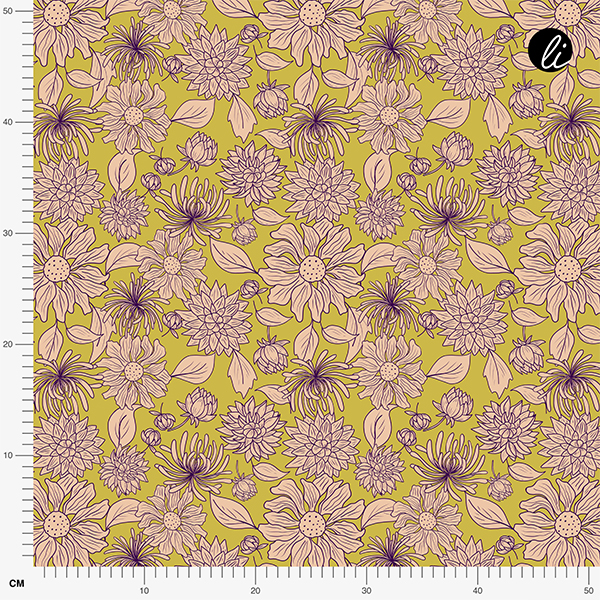 Bio Fabric -Spätsommerblumen yellow, green