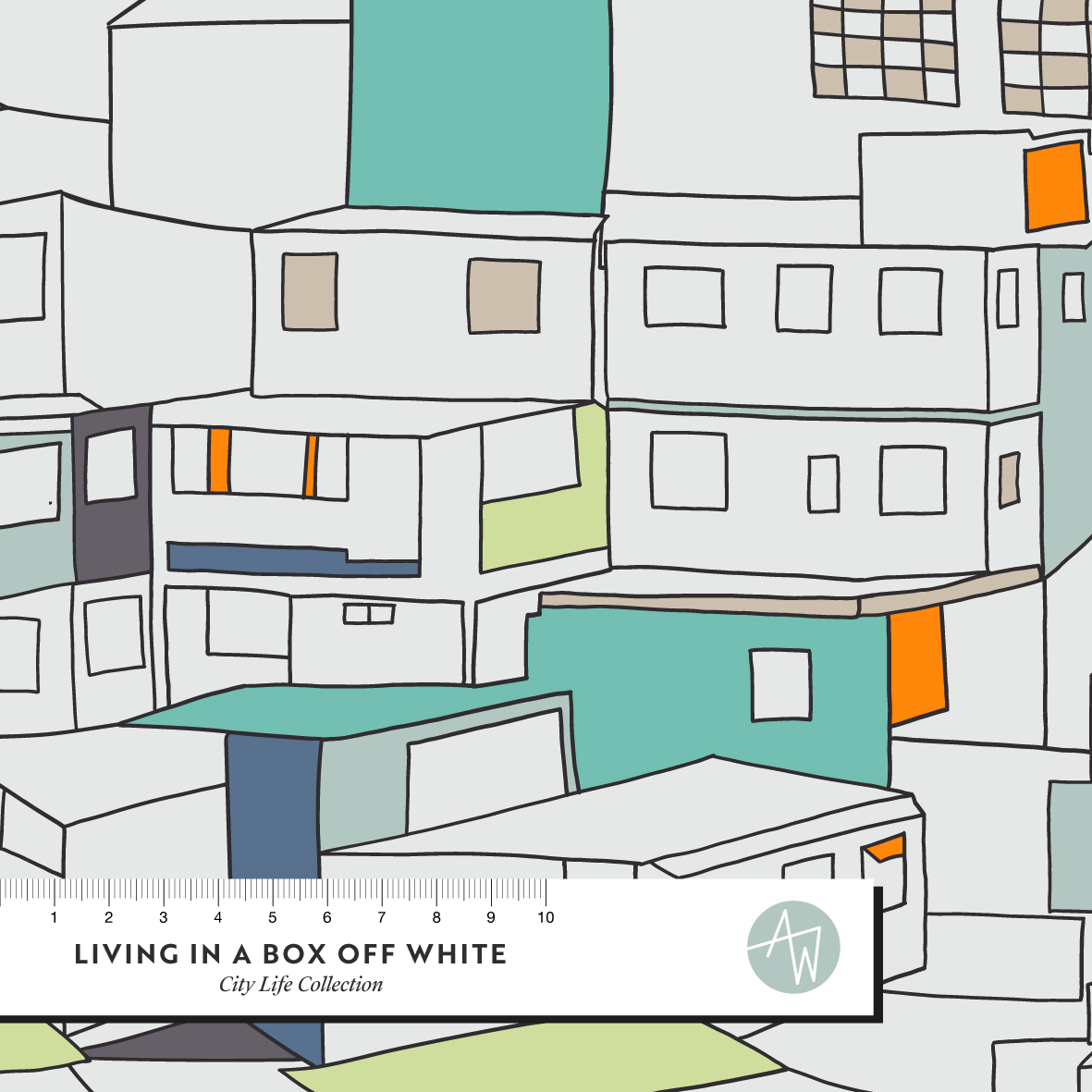 Bio Stoff  - Living in a Box Off White - AlexandraWeise, creme, Abstrakt