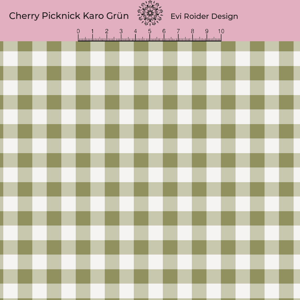 Organic Fabric - Cherry Picnic Check Green by Evi Roider in green