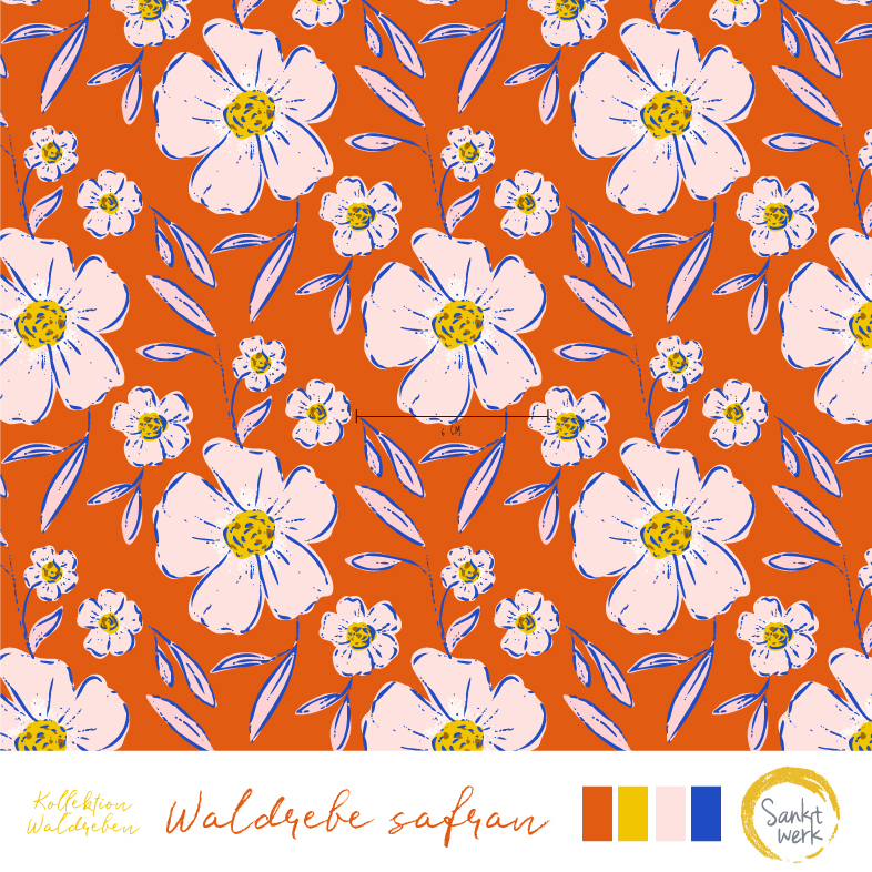 Bio Summersweat Stoff - Waldrebe Safran - Sanktwerk, Floral & Blumen, rot, Breite 150 cm Bio Summersweat Stoff - Waldrebe Safran - Sanktwerk, Floral & Blumen, rot, Breite 150 cm