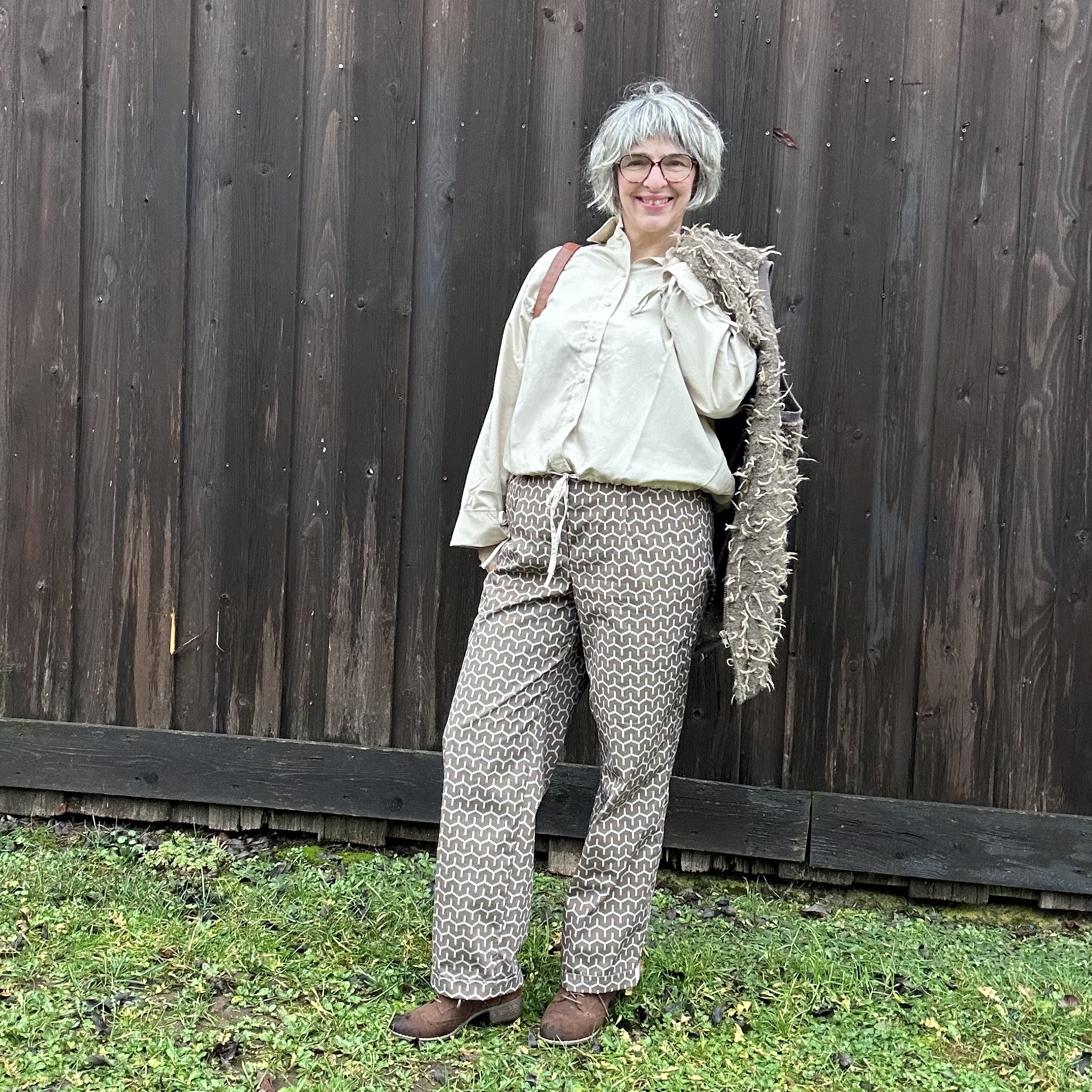 Bio Stoff - Woven Geometrics Waves lila, pink