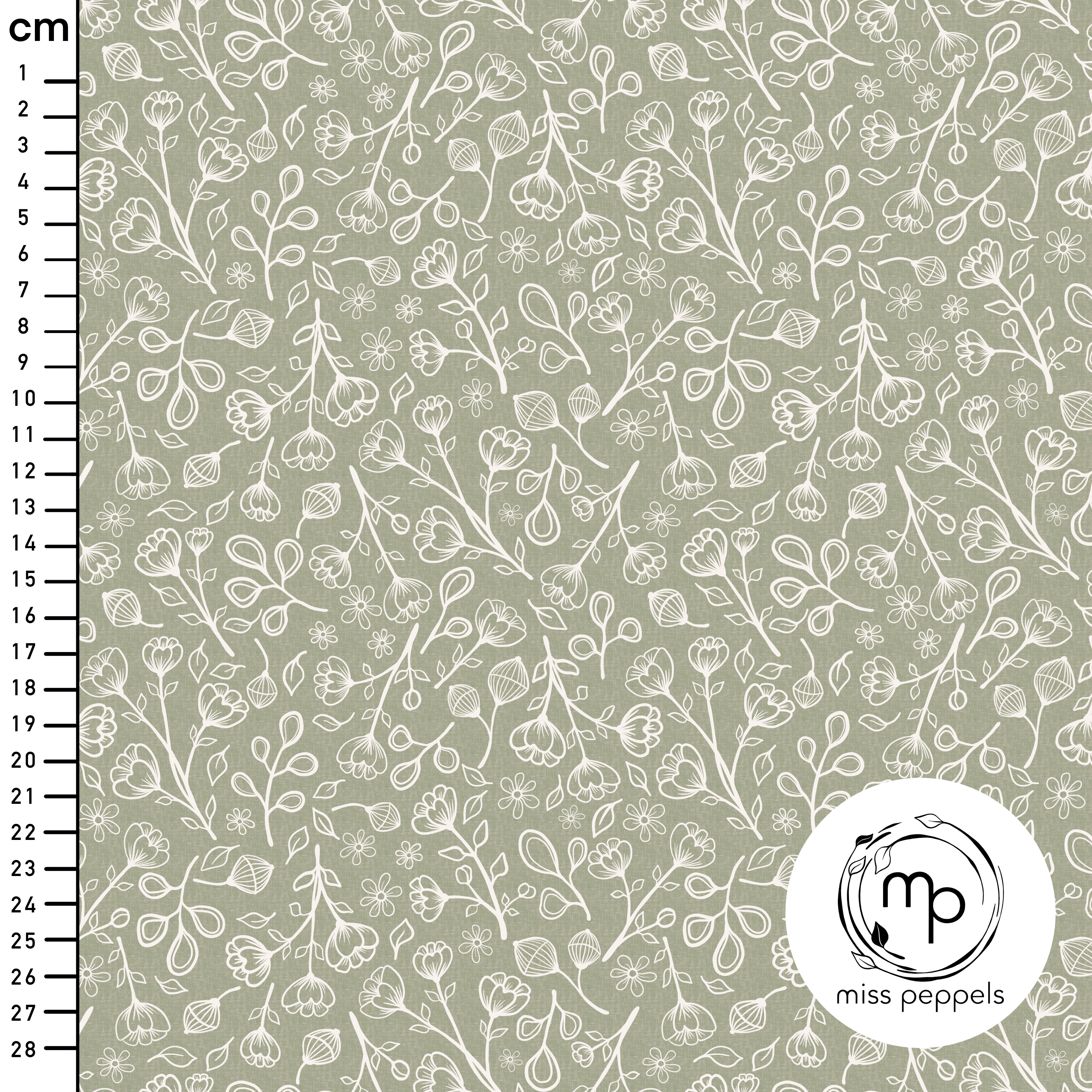 Bio Stoff - Blumenmeer Olive von misspeppels in grün