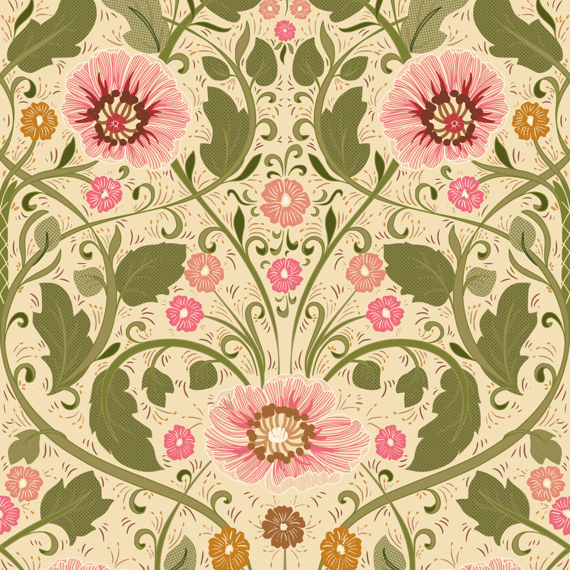 Organic fabric  - Summer Nostalgia Art Nouveau
