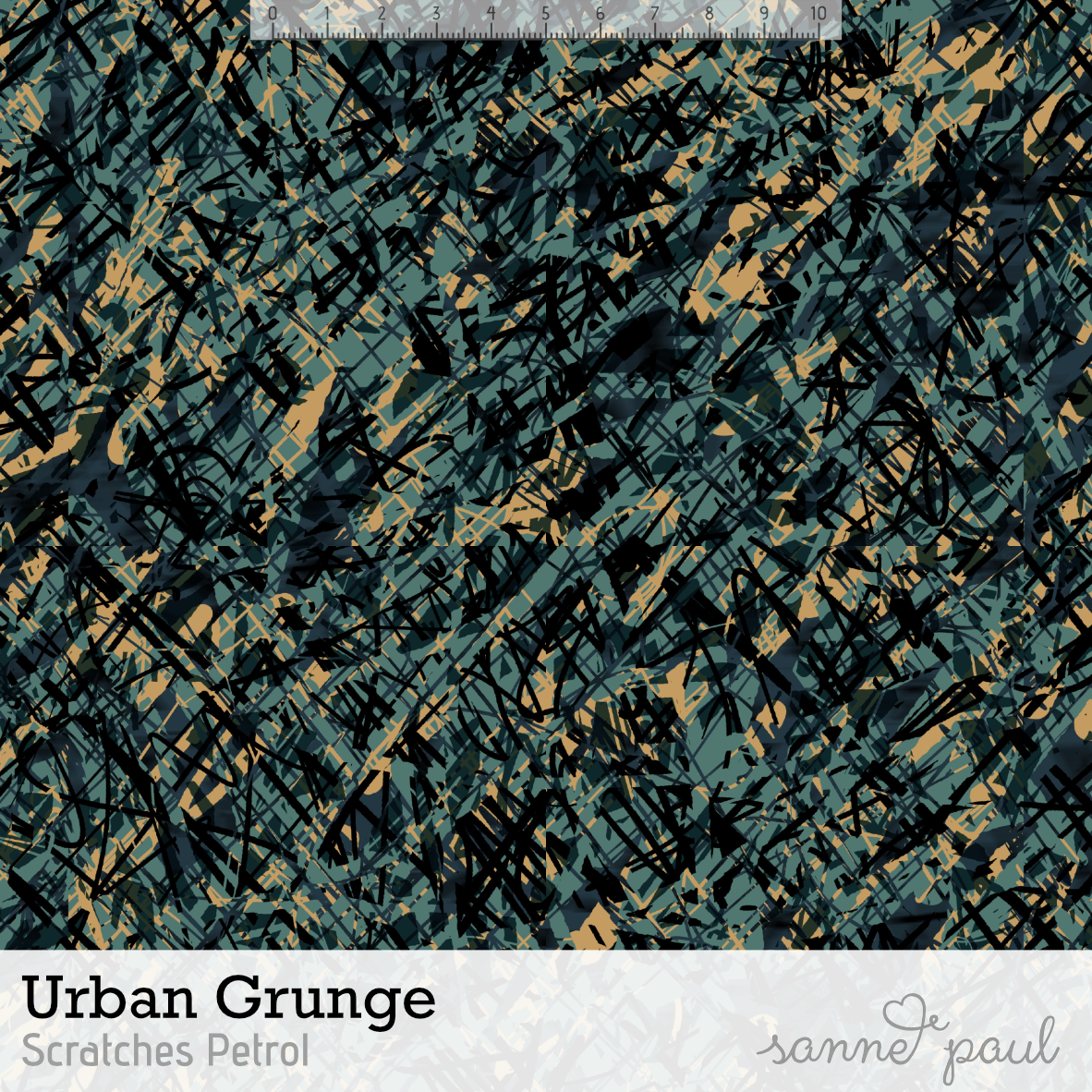 Bio Stoff - Urban Grunge Scratches Petrol von Sanne Paul in petrol