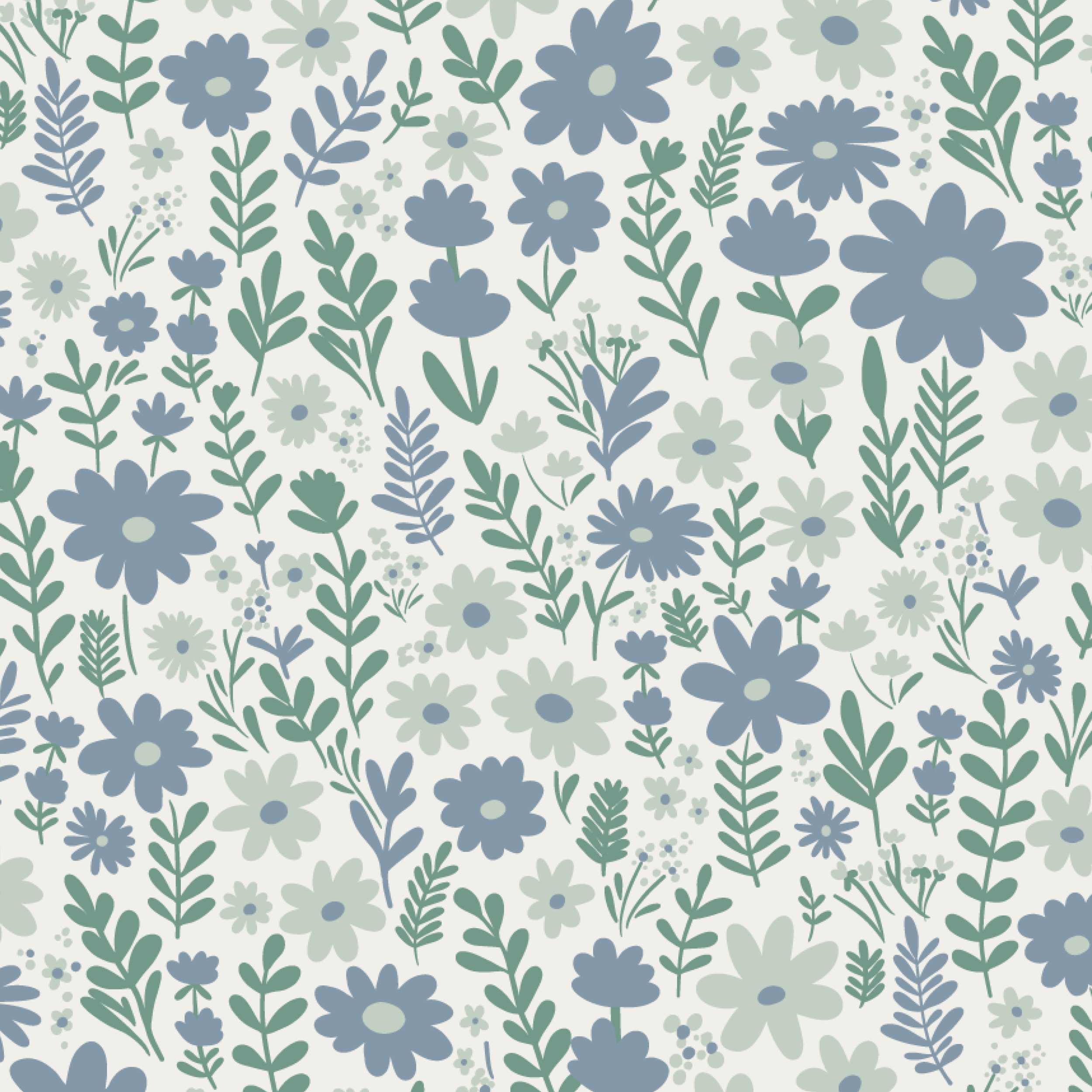 Organic Fabric  - Grüße aus der Blumenwiese blue