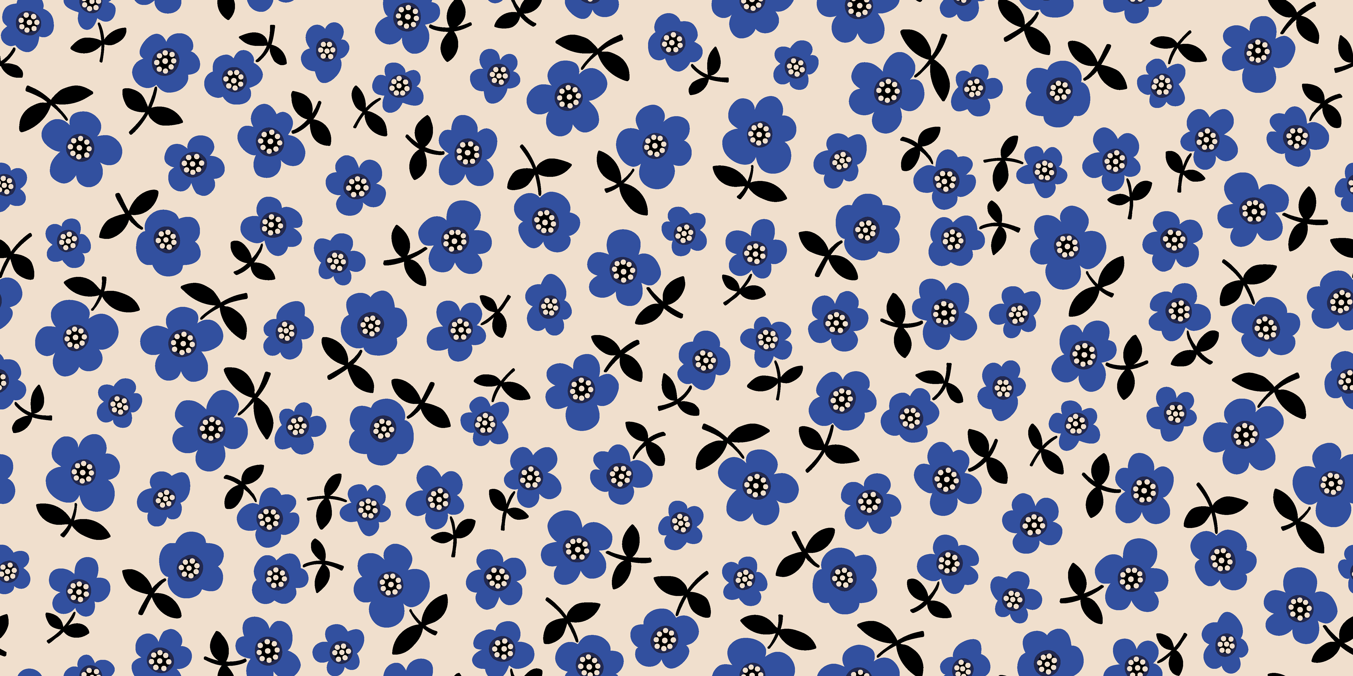 Bio Fabric - Colorful Flower Sea Blue by Alexandra Weise in blue