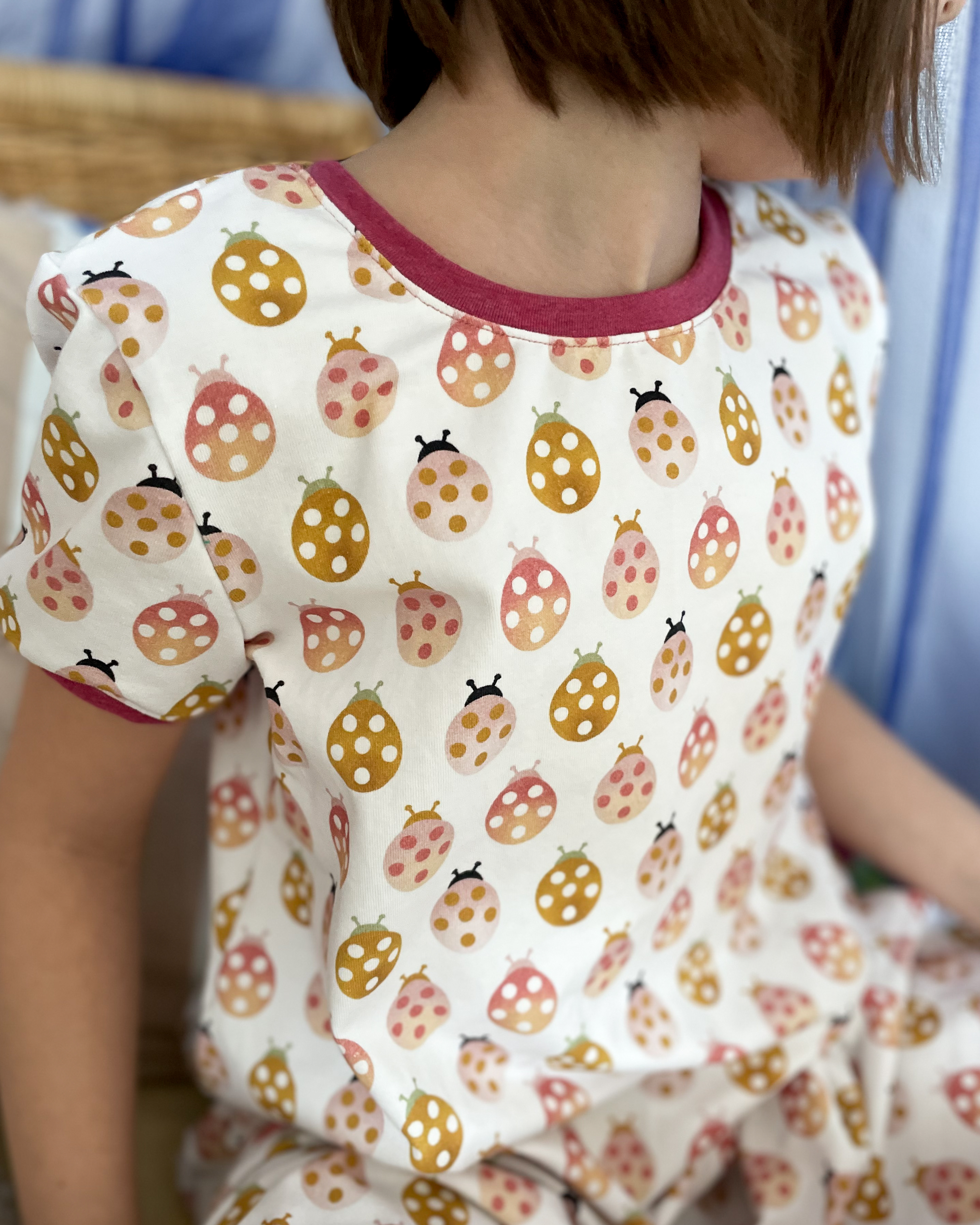 Bio Stoff  - Marienkäfer blau