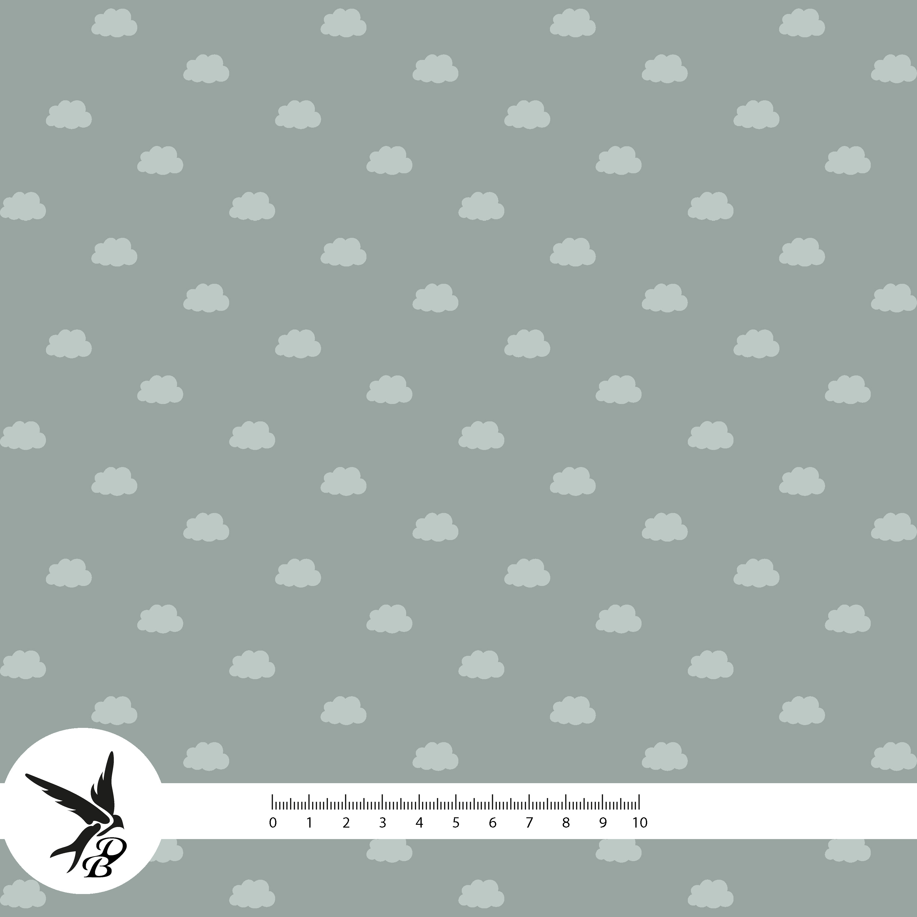 Bio Webware Stoff  - Waldtiere im Winter Kombi Wolken Mint - DanielaBonn, Winter, grau , 100% Bio-Baumwolle