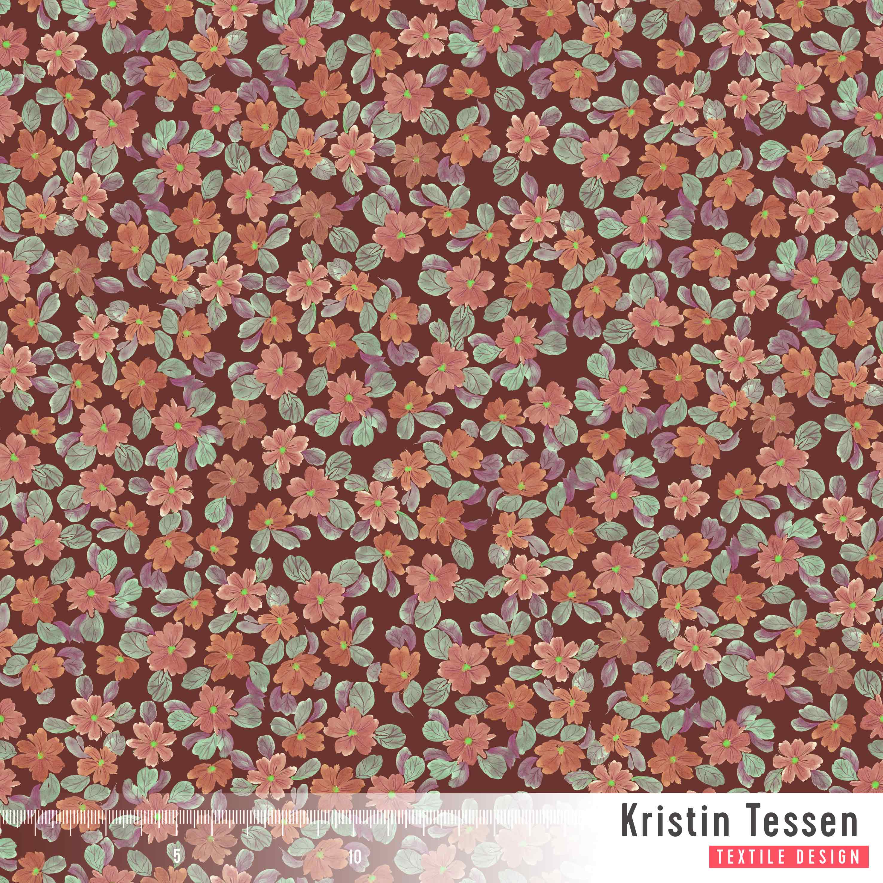 Bio Stoff - Autumn Blooms Cinnamon by Kristin Tessen in brown