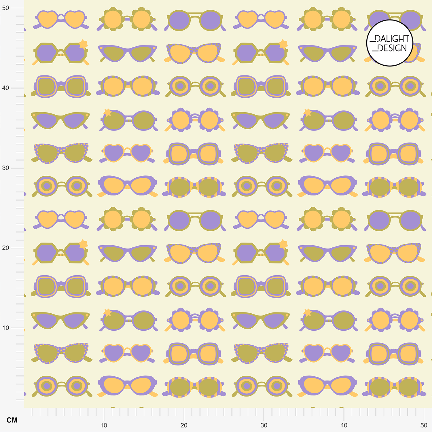 Organic fabric - Retro Sommerbrillen light yellow