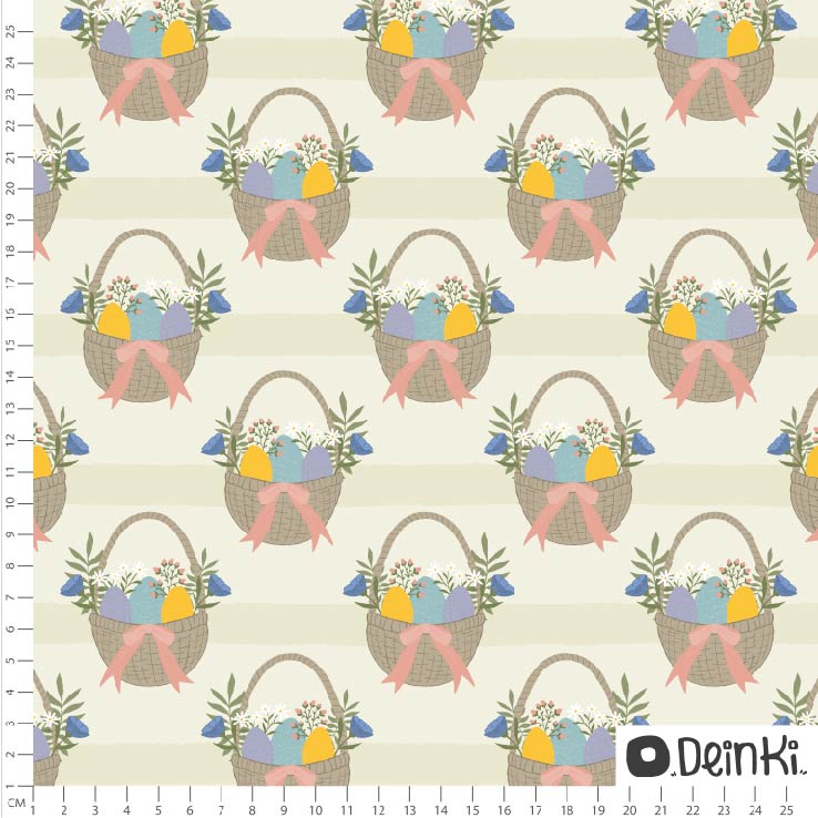 Bio Jersey Stoff - Osterkörbe - Deinki, Ostern, creme, beige, Floral & Blumen, Breite 150 cm Bio Jersey Stoff - Osterkörbe - Deinki, Ostern, creme, beige, Floral & Blumen, Breite 150 cm