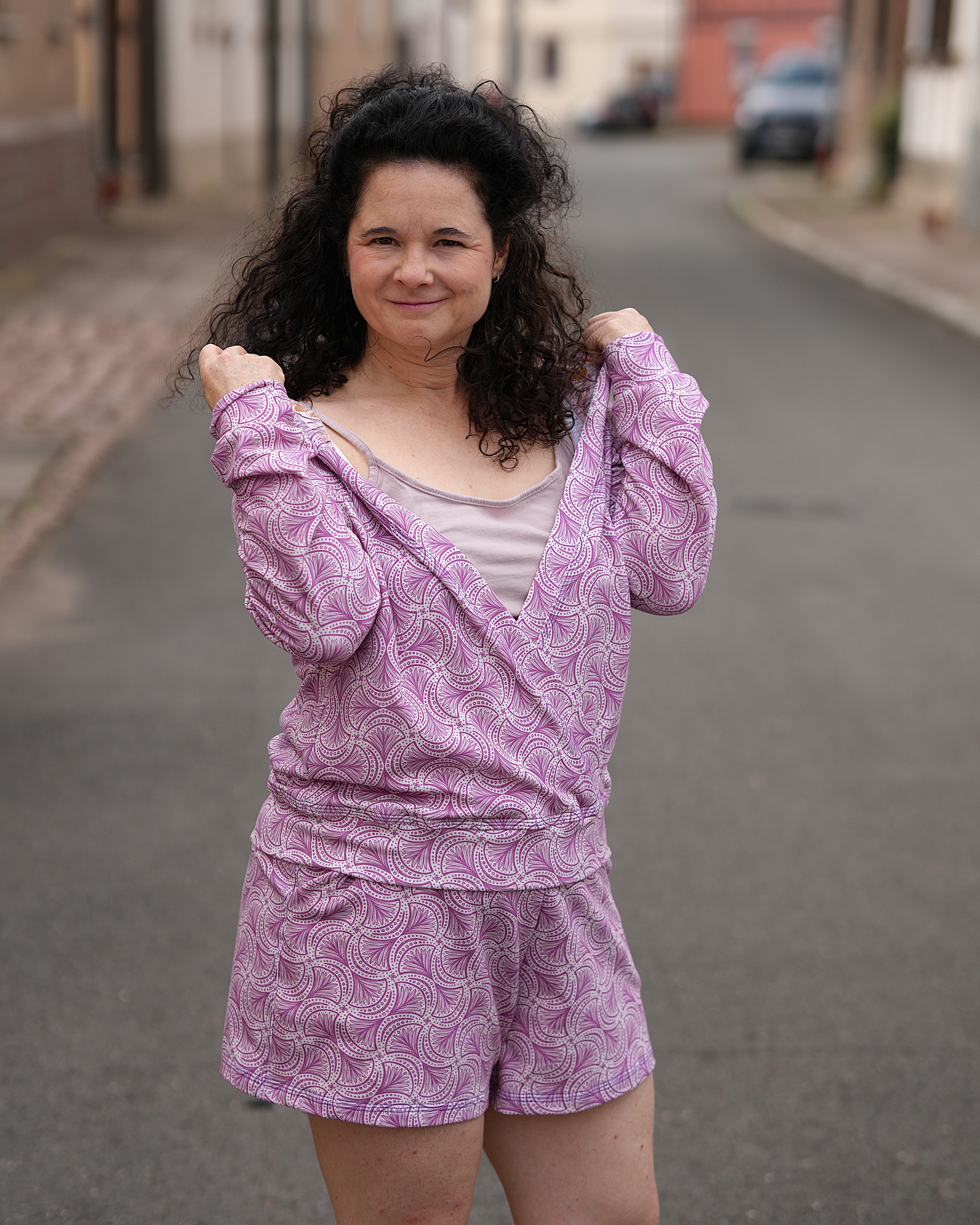 Organic fabric - Petite Broderie violett