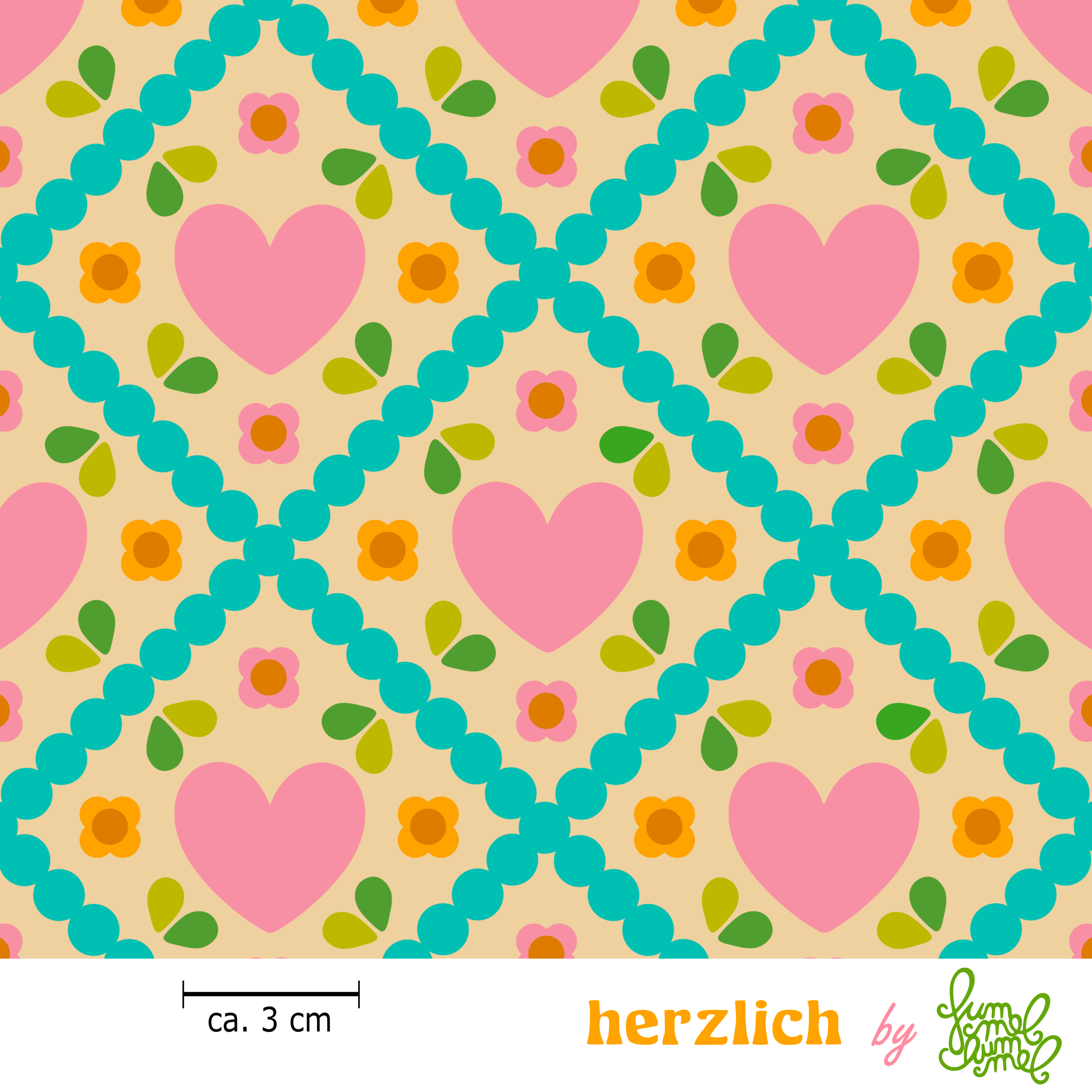 Organic fabric  - Heart blue