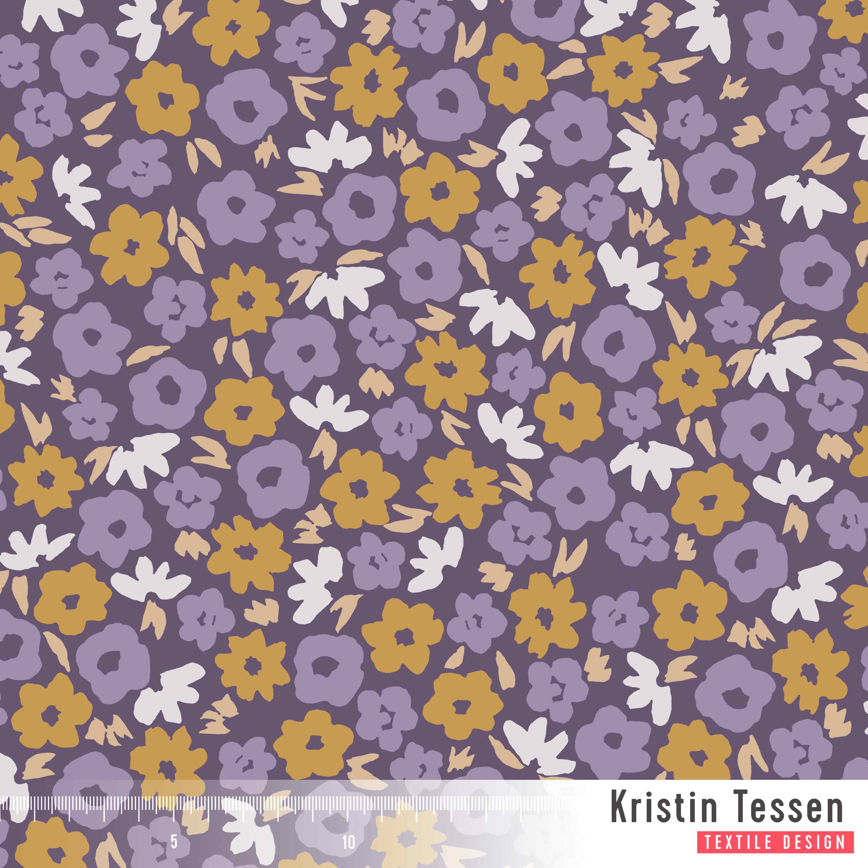 Bio Stoff - Blumenherbst Lila von Kristin Tessen in lila