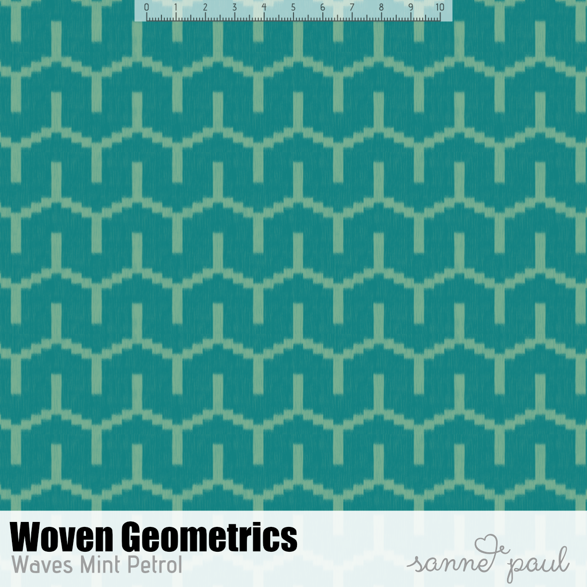 Bio Stoff - Woven Geometrics Waves petrol