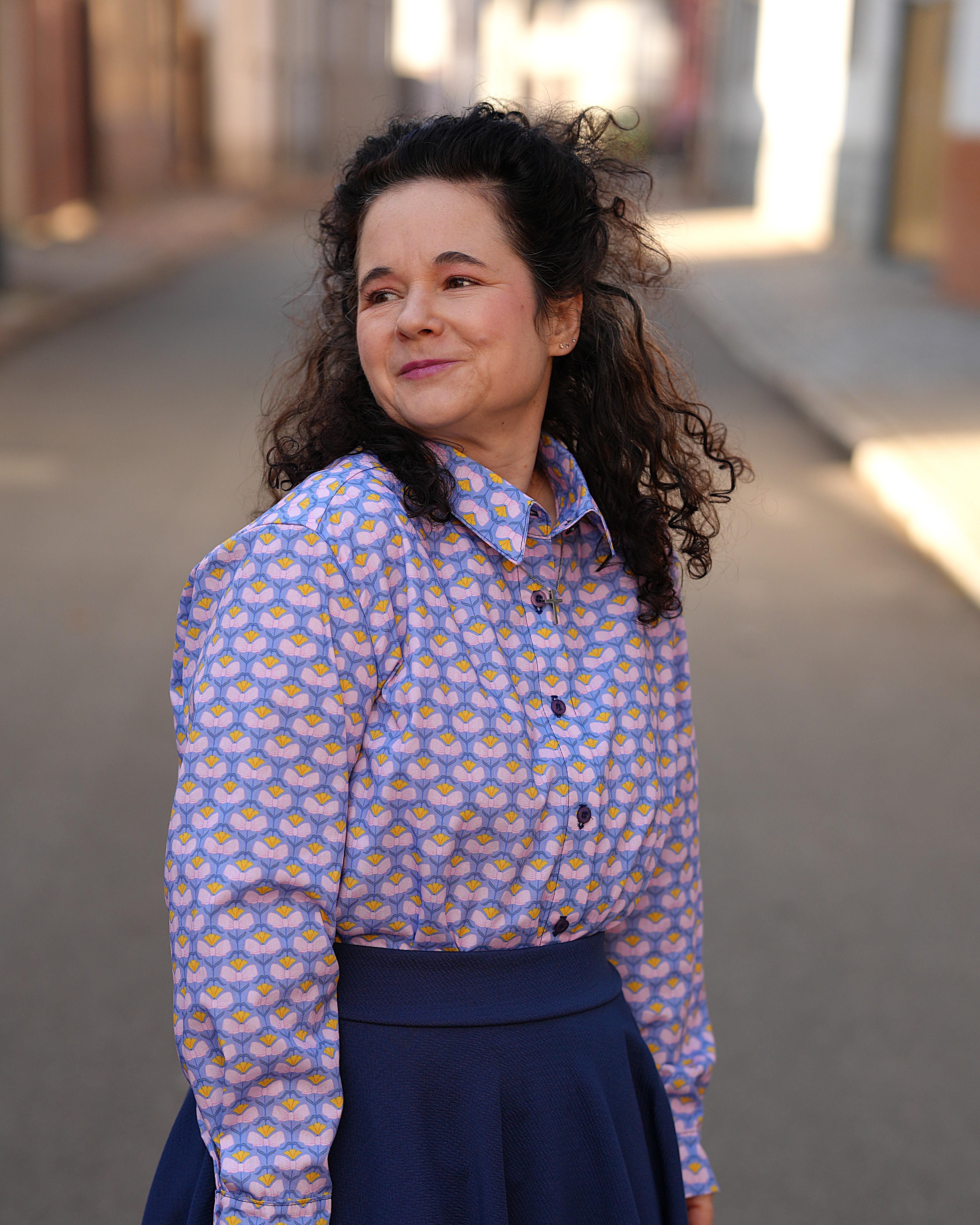 Bio Stoff  - Preppy Spring Bows and Flowers blau