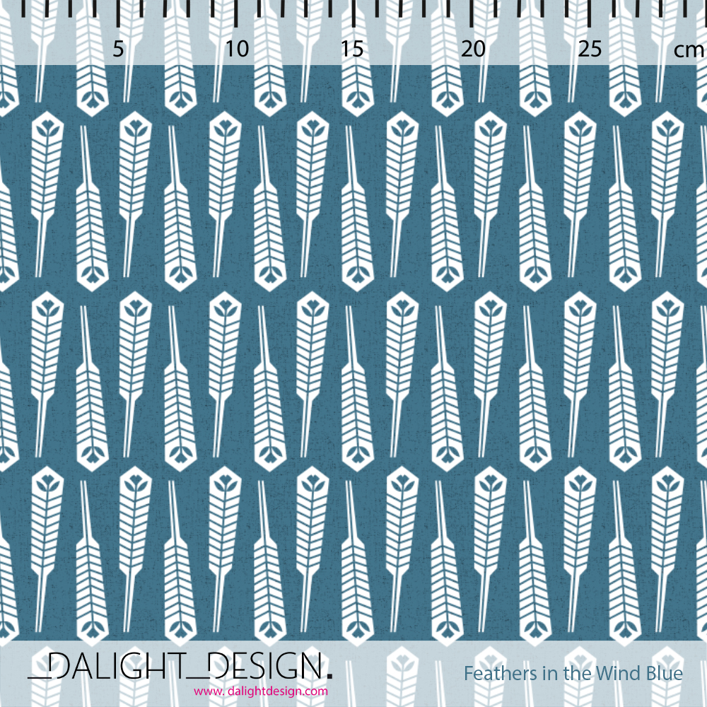 Bio Webware Stoff - Feathers in the Wind Blue - DalightDesign, blau, Sport, 100% Bio-Baumwolle Bio Webware Stoff - Feathers in the Wind Blue - DalightDesign, blau, Sport, 100% Bio-Baumwolle