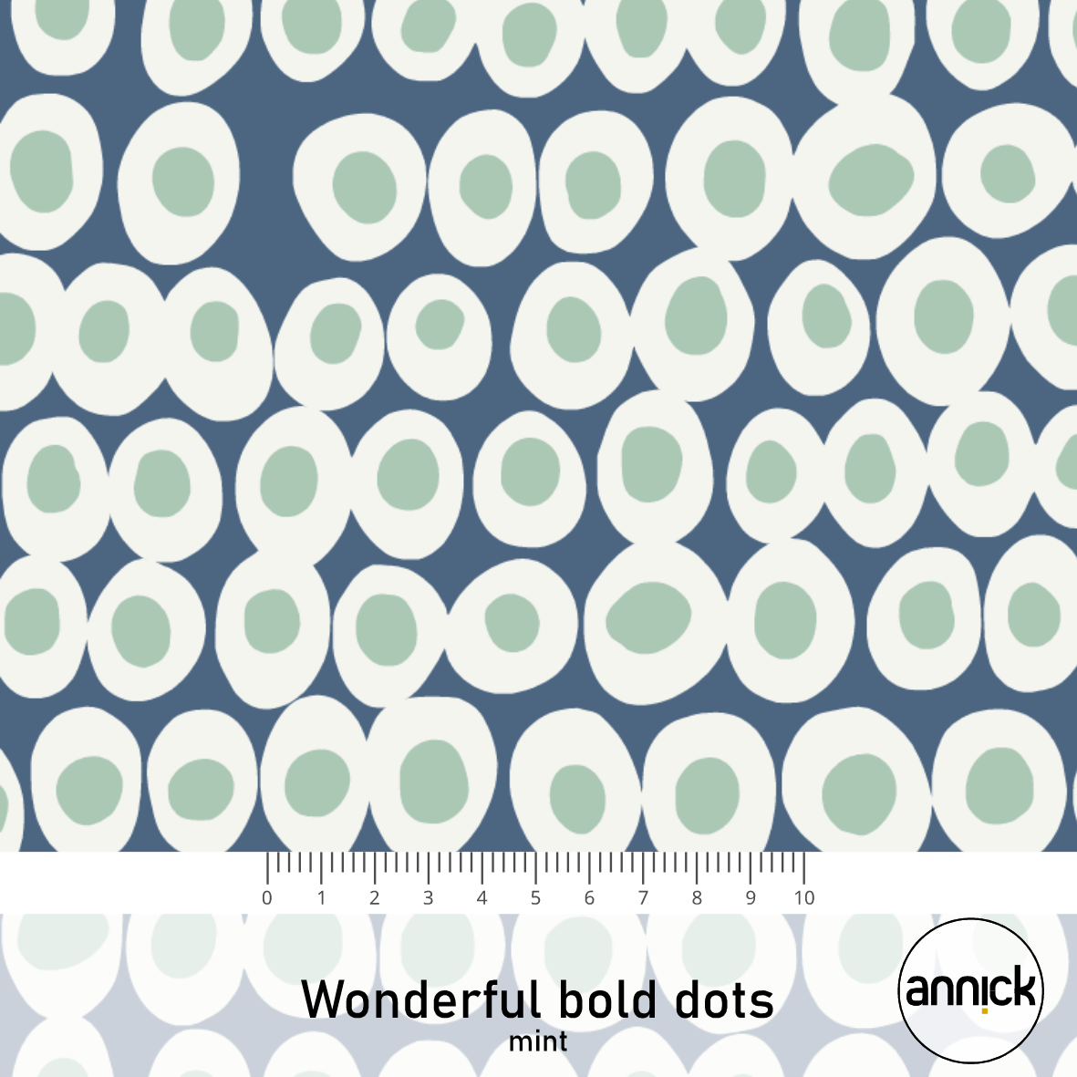 Bio Stoff  - Wonderful bold dots Mint - Annick, Punkte, blau