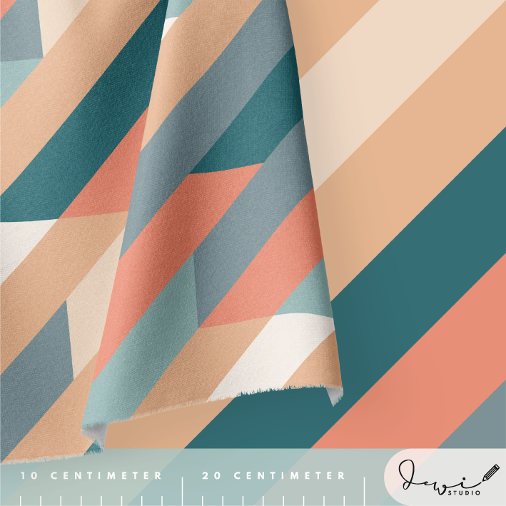 Bio Stoff - Retroscholle Streifen orange