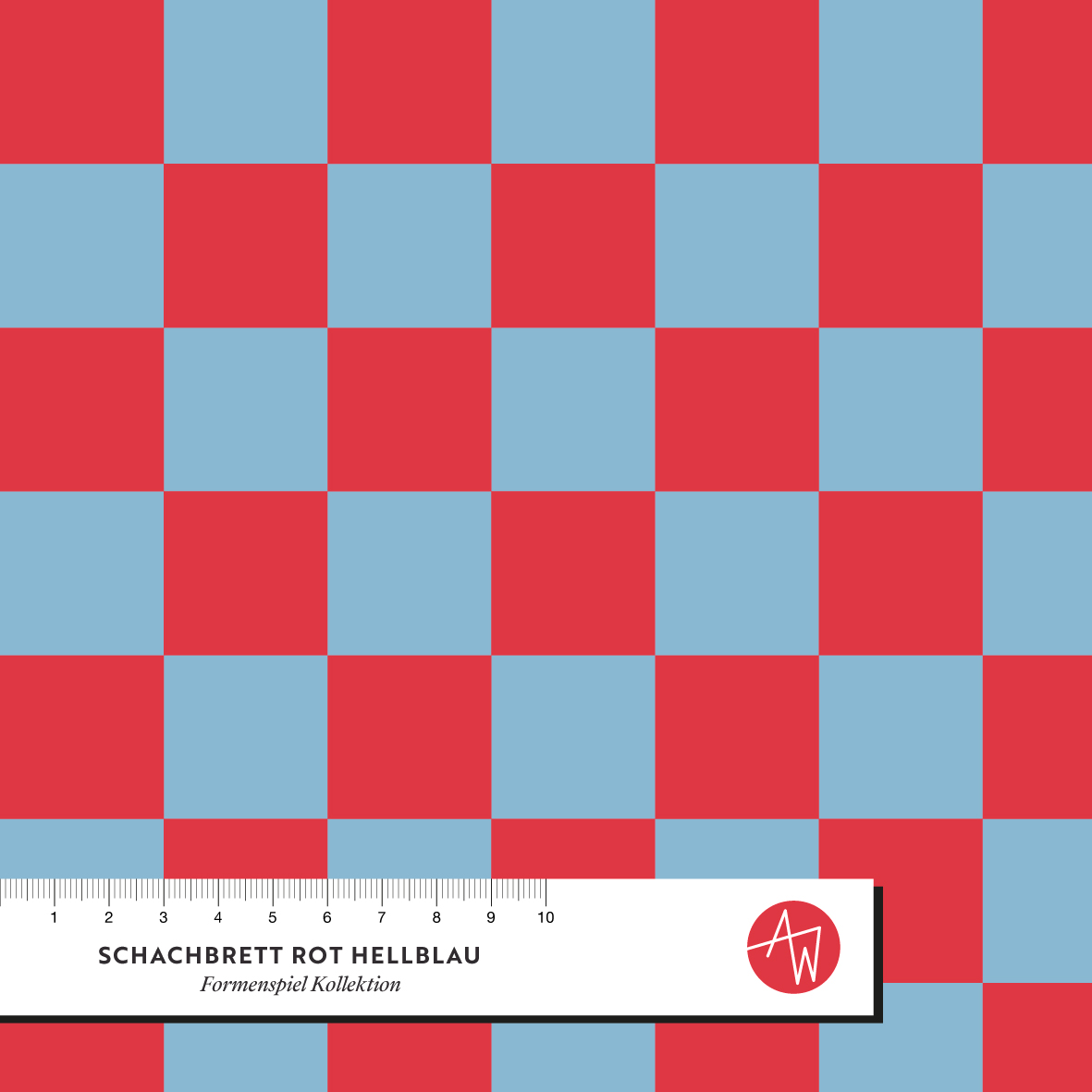 Bio Stoff - Formenspiel Schachbrett Rot Hellblau von Alexandra Weise in rot und blau