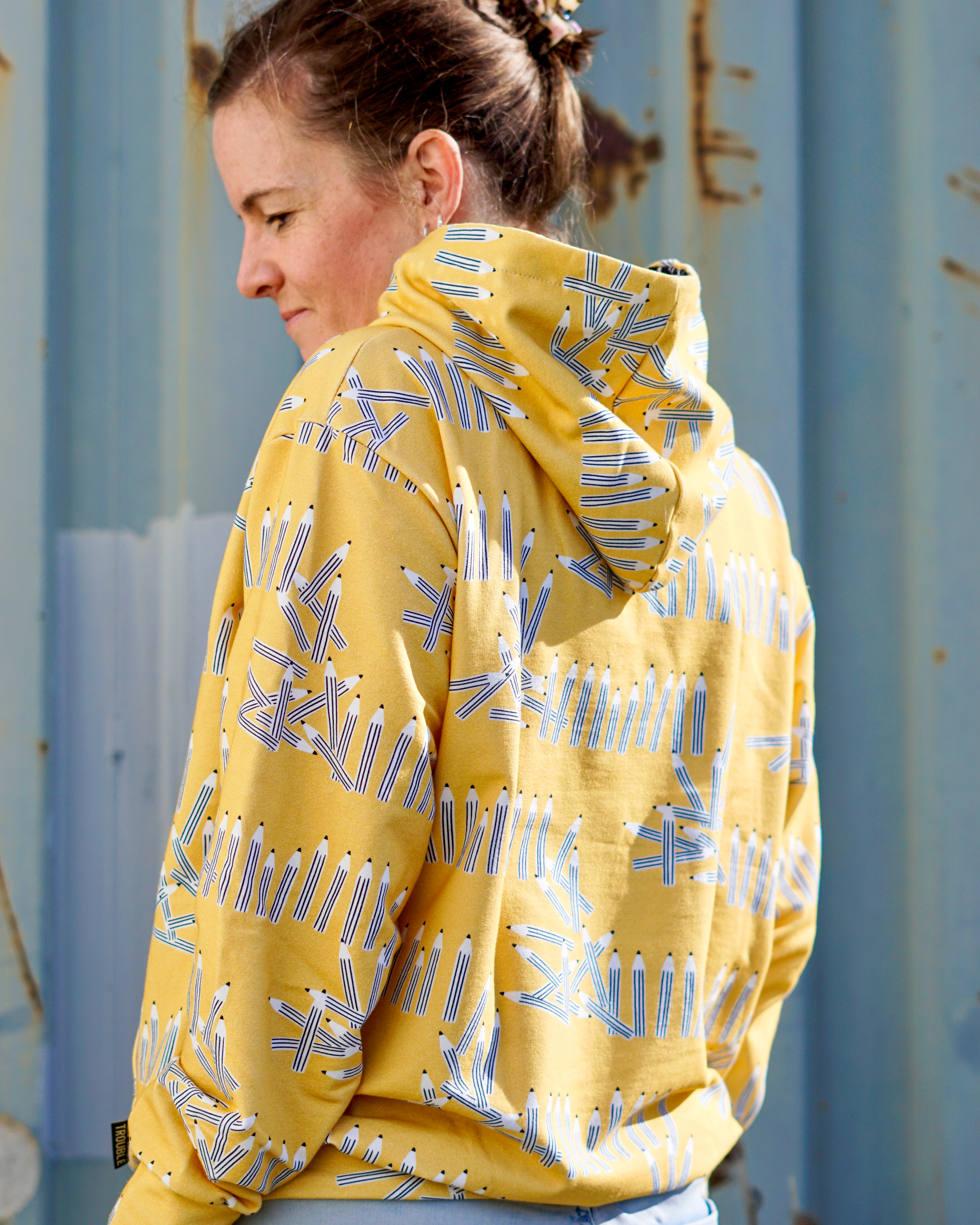 Organic fabric -  Kids Day Pen Parade yellow