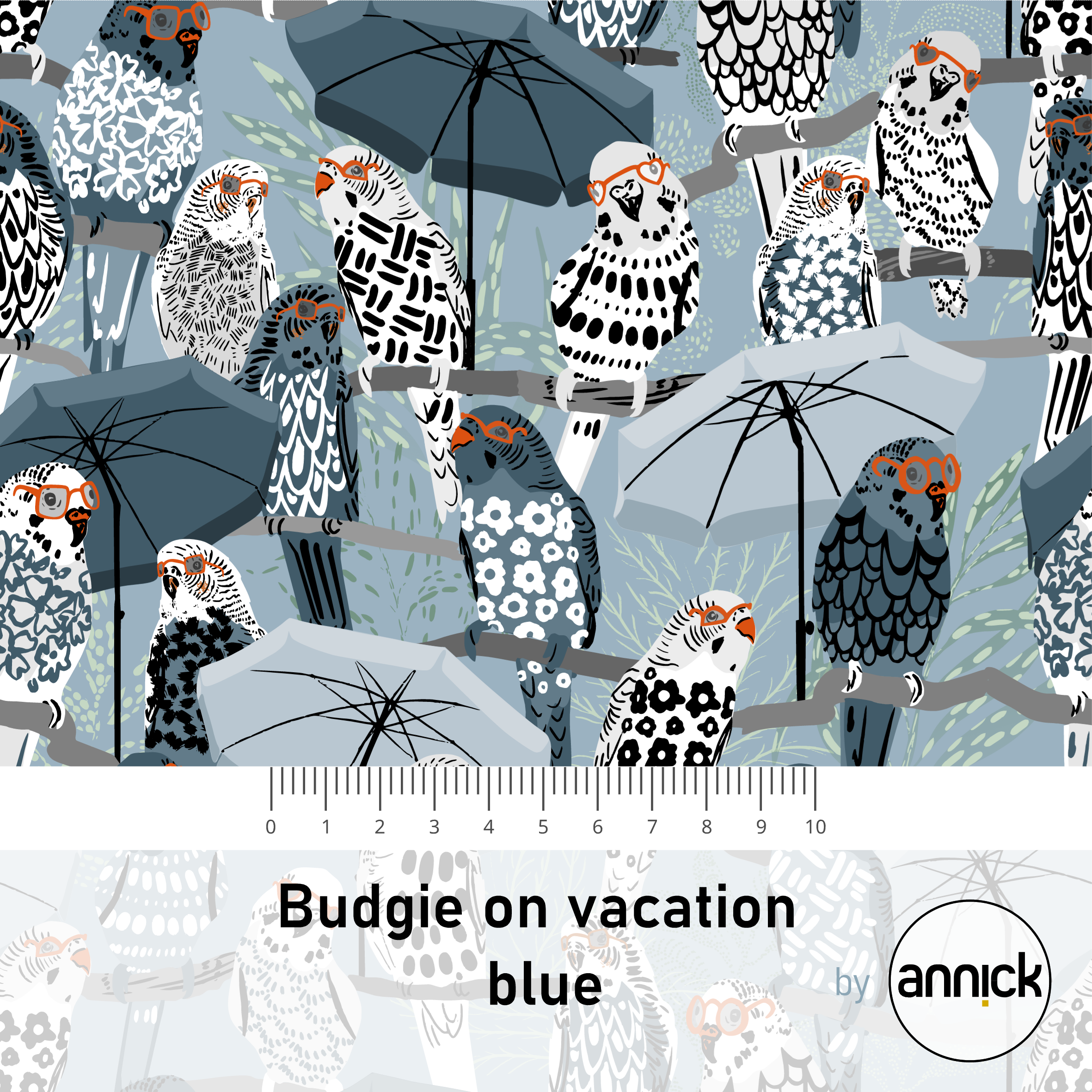 Budgie on Vacation Blue