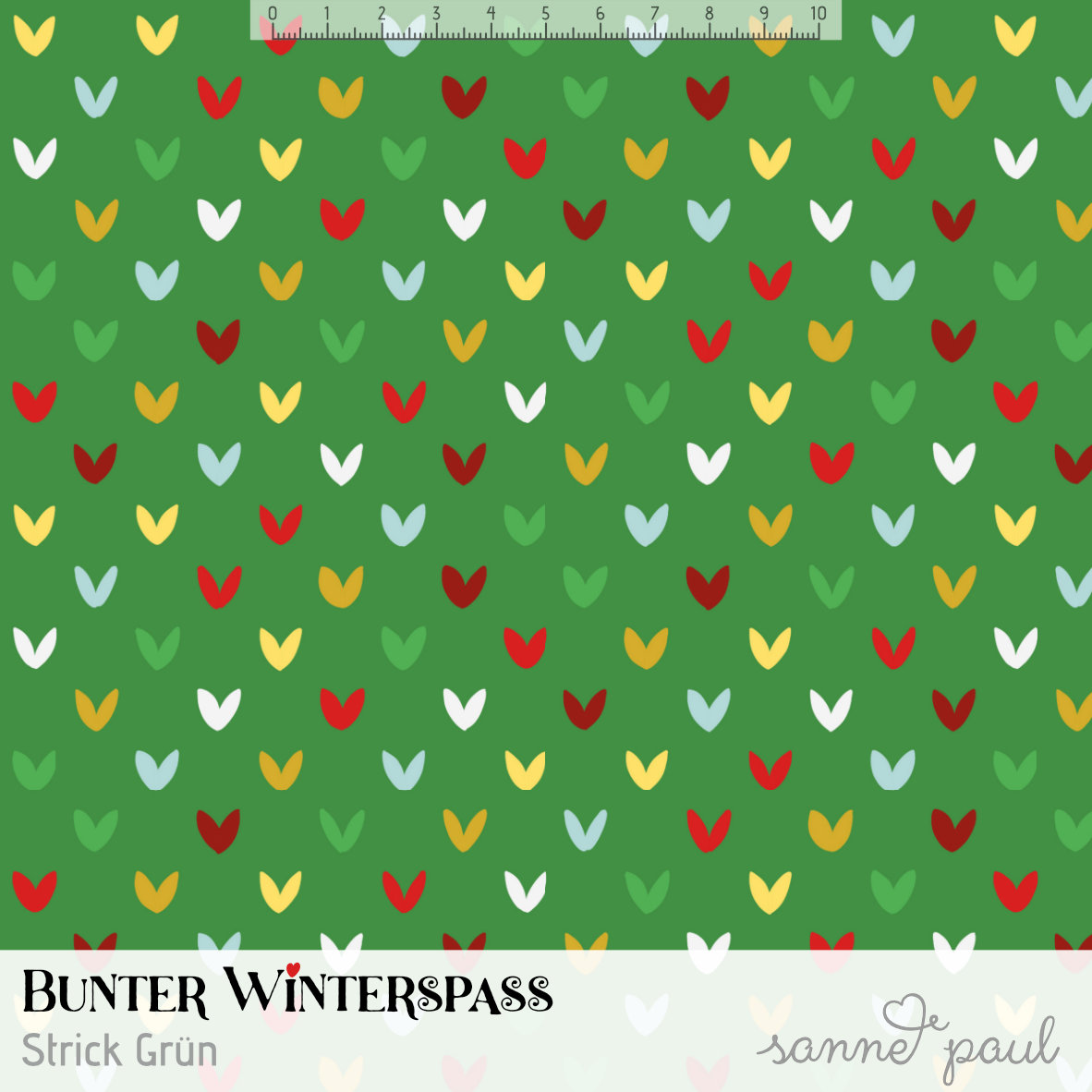 Scuba Stoff  - Bunter Winterspaß Strick Grün - SannePaul, Winter, Grün, Breite 150 cm