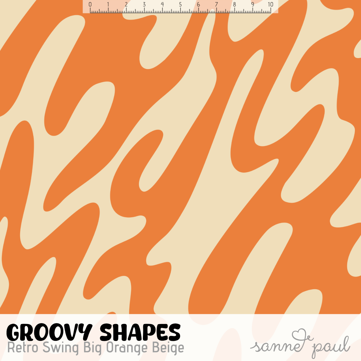 Bio Stoff - Groovy Shapes Retro Swing Big orange, beige