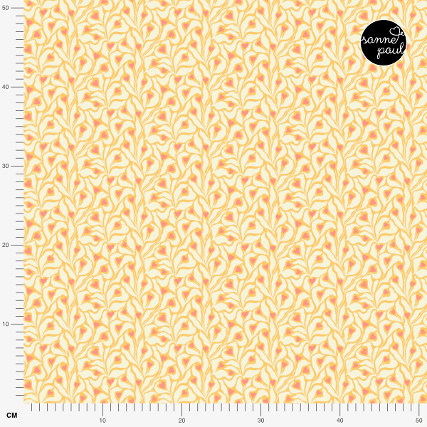 Organic fabric - Sommergold Herzblumen yellow