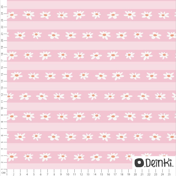 Bio Webware Stoff - Blumen und Streifen rosa - Deinki, rosa, Streifen, 100% Bio-Baumwolle Bio Webware Stoff - Blumen und Streifen rosa - Deinki, rosa, Streifen, 100% Bio-Baumwolle