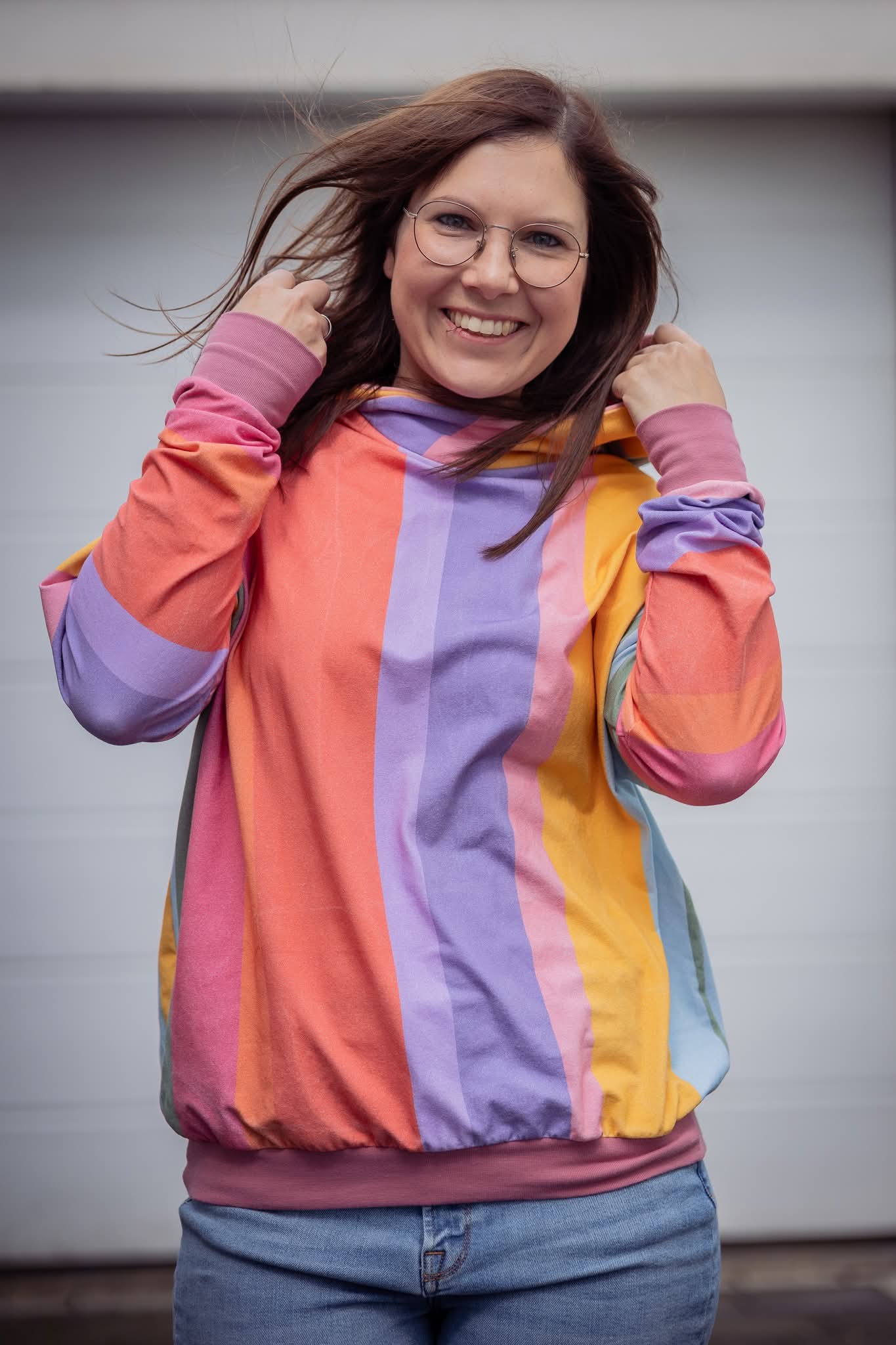 Scuba Stoff  -  Blockstreifen Sanftes Bunt  - LisaSanders, blau, Streifen, bunt, rosa, gelb, lila, Breite 150 cm