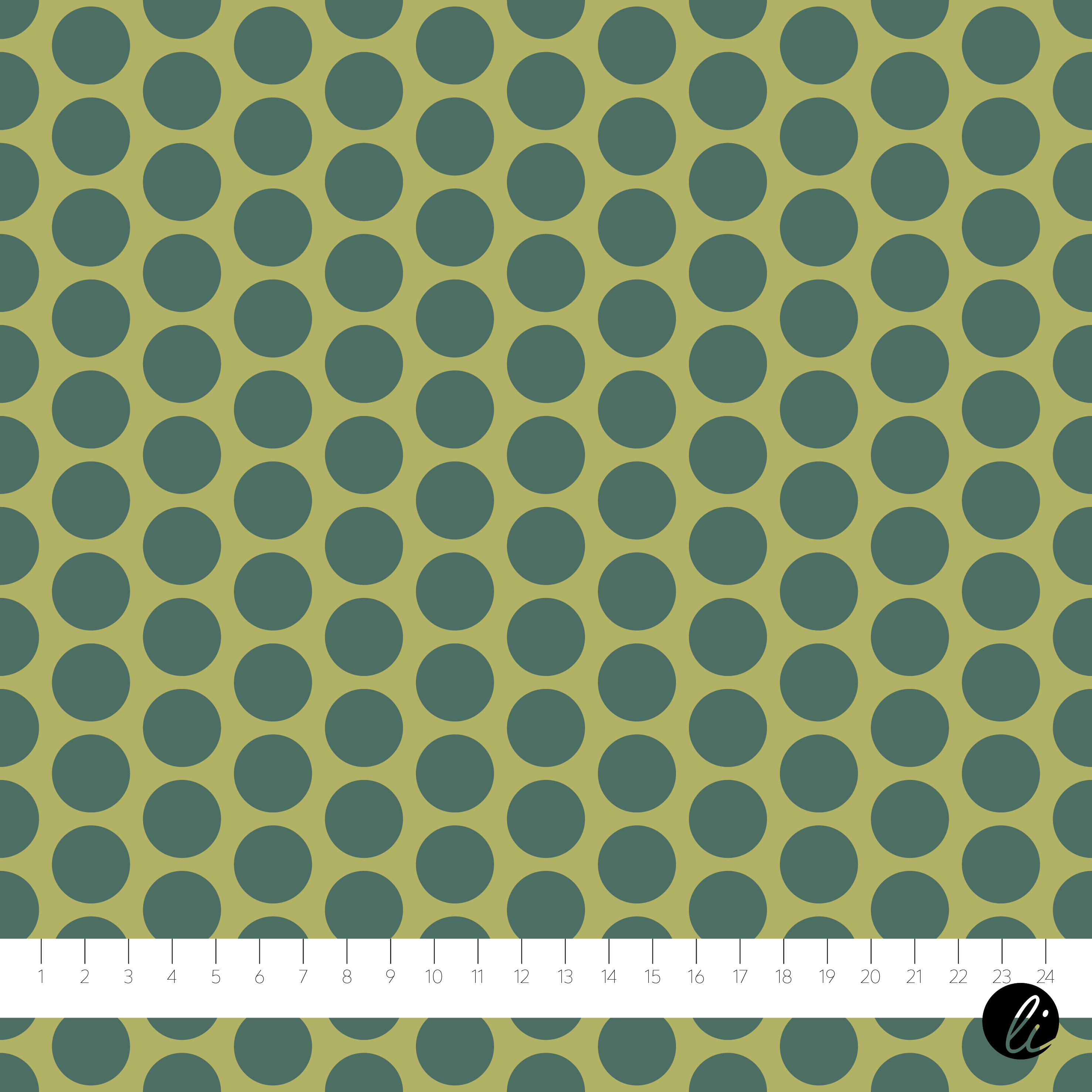 Organic Fabric - Dark Green Dots by Andrea Liesert in green