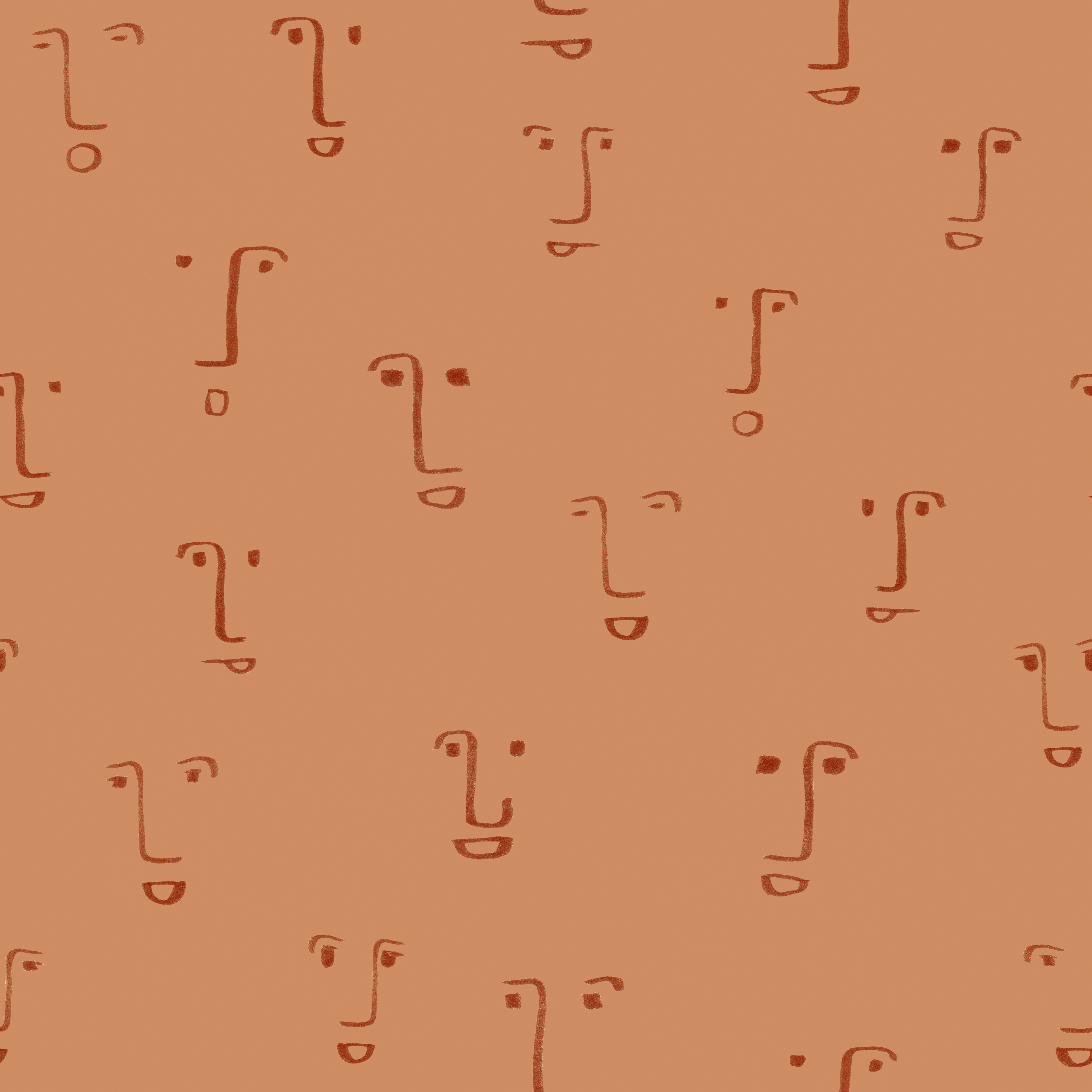 Bio Stoff - Faces Brandied Melon von Kristin Tessen in orange