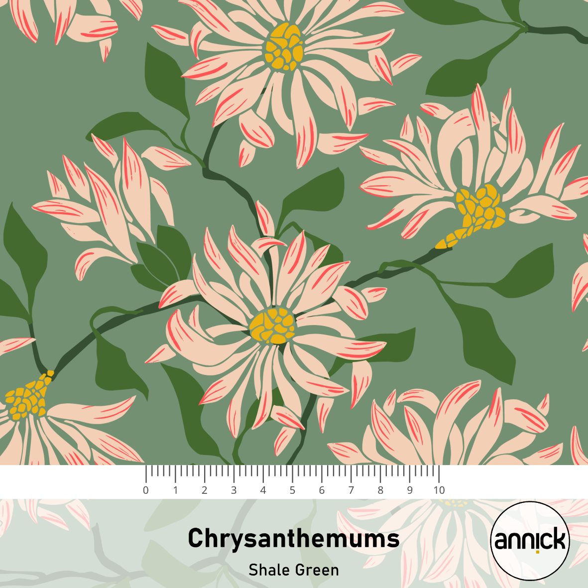 Bio Stoff - Chrysanthemus grün