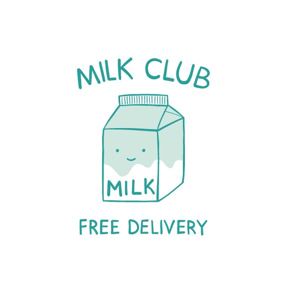 Organic fabric  - 100cm Panel Milk Club white