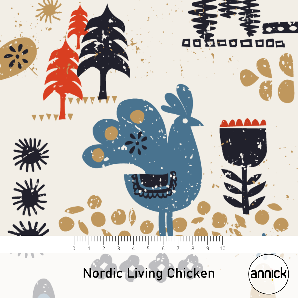 Bio Stoff  - Nordic Living Chicken - Annick, creme, Kinder, Tiere