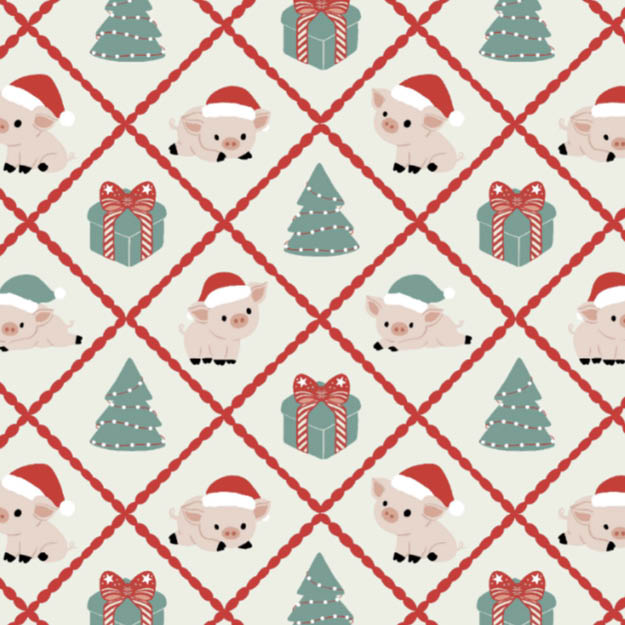 Organic fabric - Schweine Schachbrett cream - misspeppels
