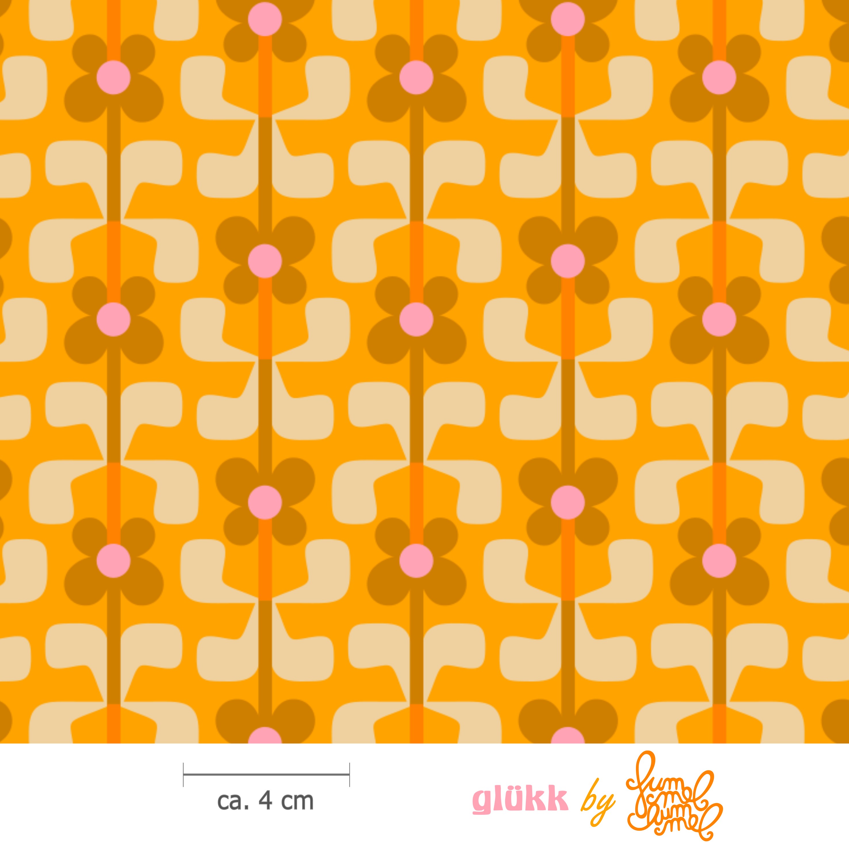 Bio Stoff  -  Gluekk  - Fummelhummel, Floral & Blumen, braun
