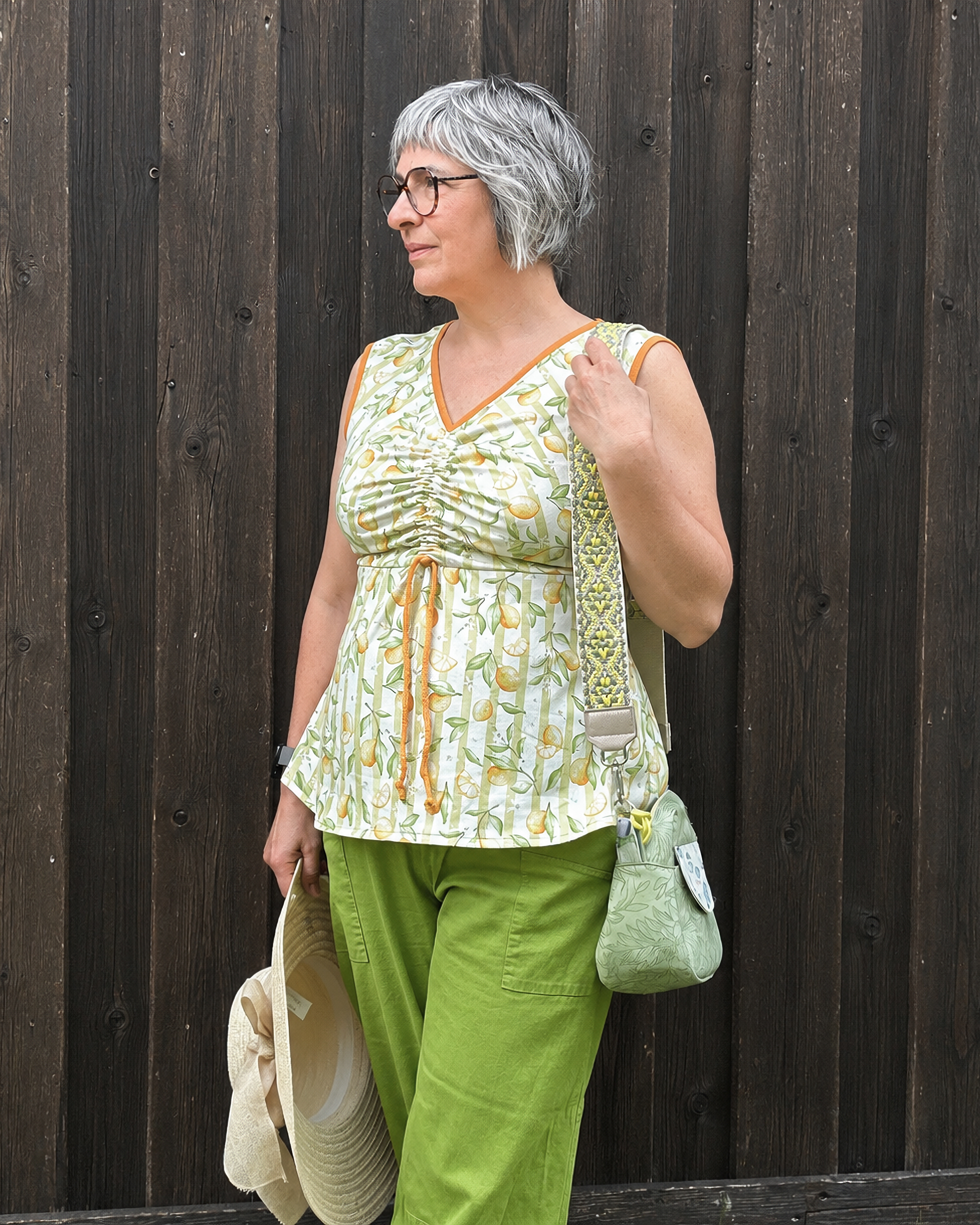 Organic fabric  -  Sommertage in Italien Zitronen Streifen