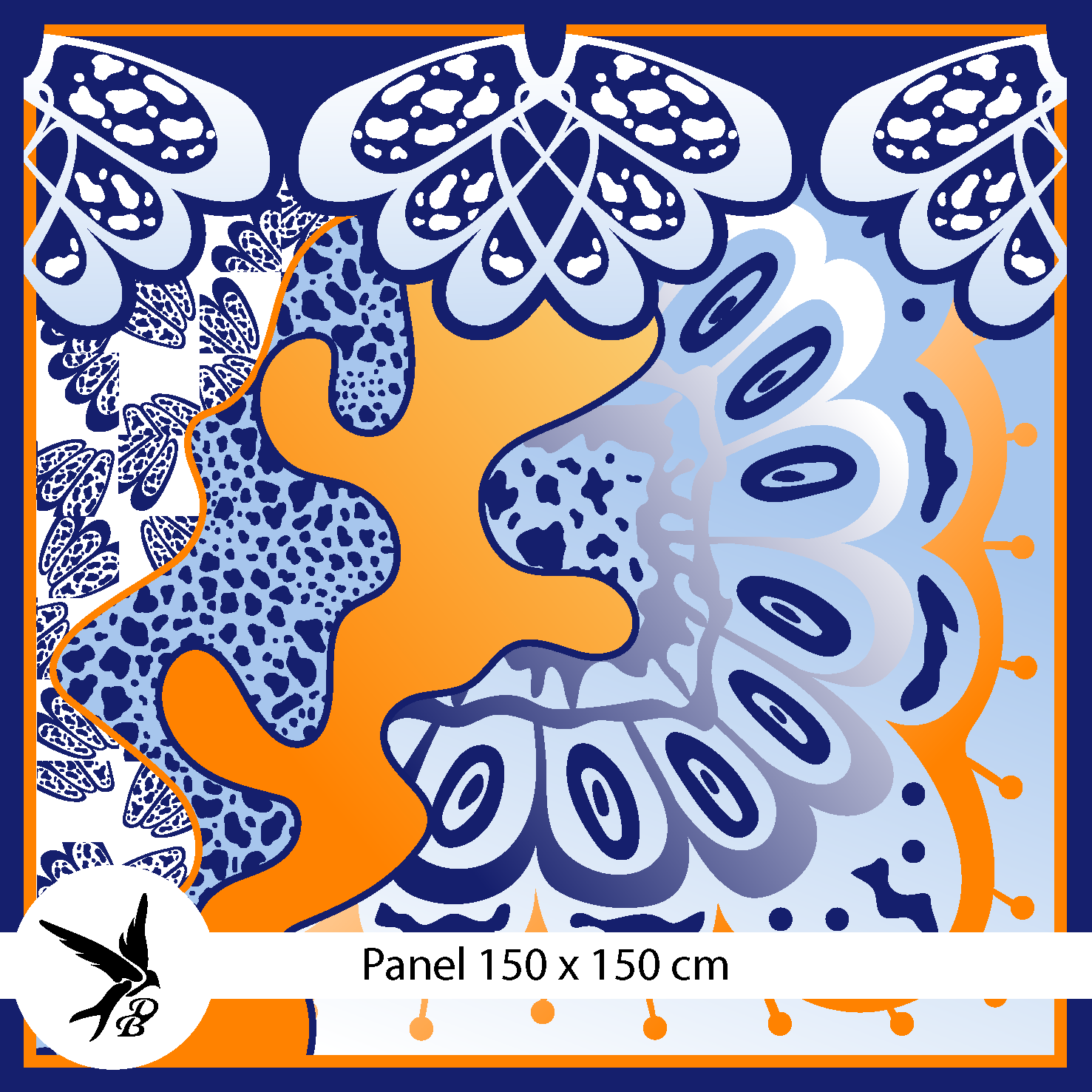 Bio Stoff - 1,50 m Panel Wild Pattern Orange von Daniela Bonn in orange