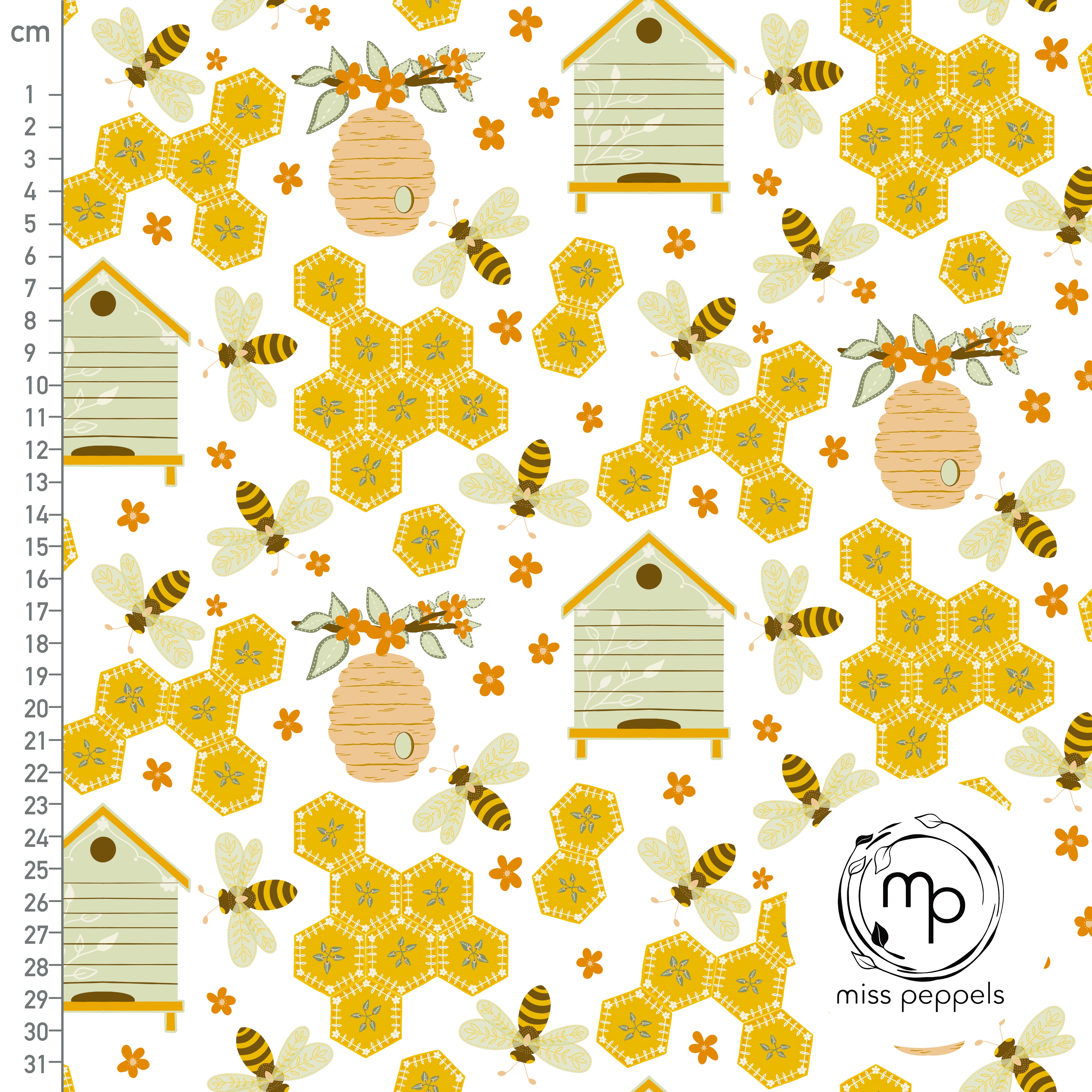 Bio Stoff - Bienenvolk Weiss von misspeppels in weiß und gelb