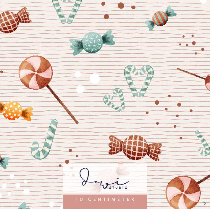 Bio Webware Stoff - Sweet Christmas Bonboniere Erdbeer - DewiStudio, bunt, Essen, beige, 100% Bio-Baumwolle Bio Webware Stoff - Sweet Christmas Bonboniere Erdbeer - DewiStudio, bunt, Essen, beige, 100% Bio-Baumwolle