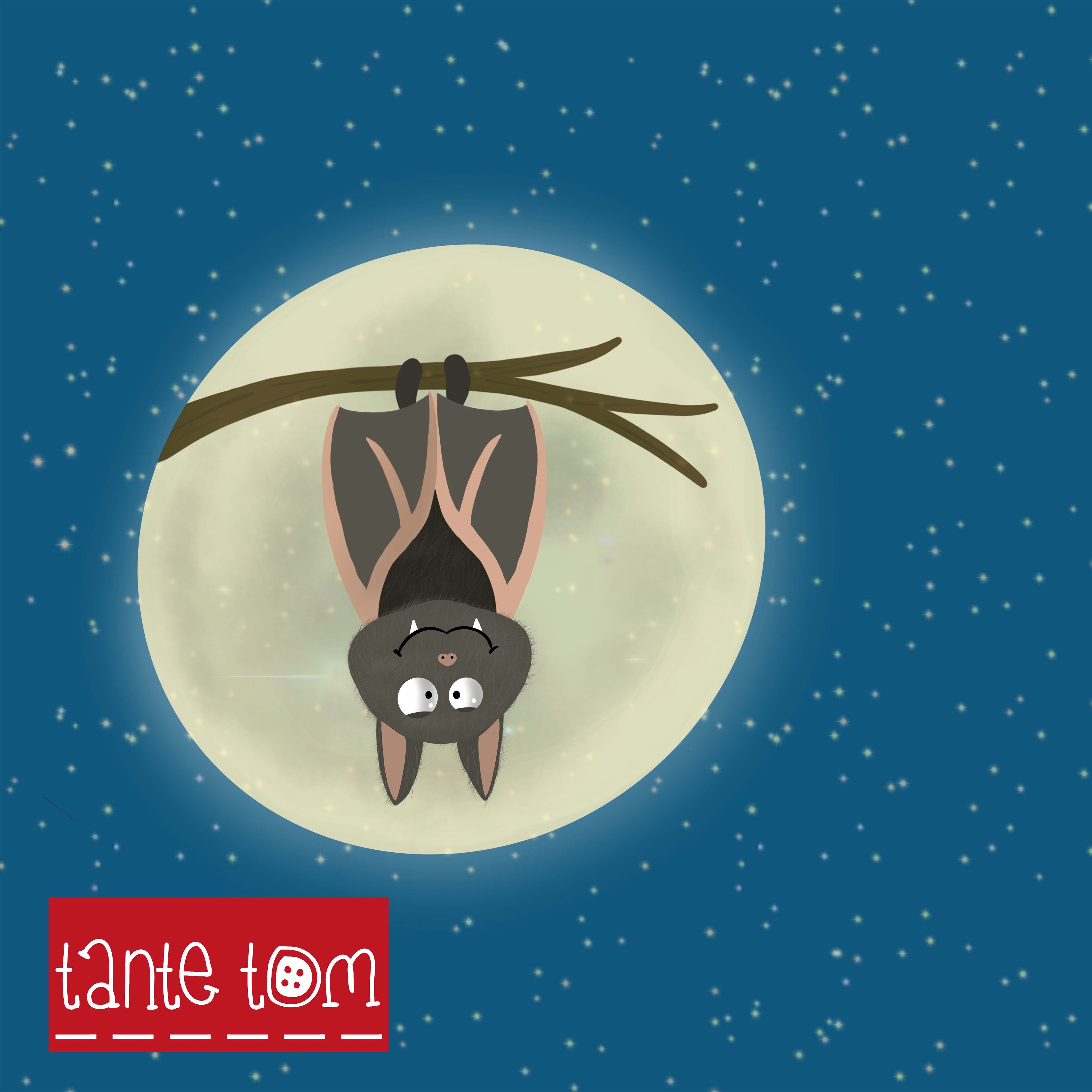 Bio Webware Stoff - 50 cm Panel Frank Fledermaus - TanteTom, Tiere, blau, Halloween, 100% Bio-Baumwolle Bio Webware Stoff - 50 cm Panel Frank Fledermaus - TanteTom, Tiere, blau, Halloween, 100% Bio-Baumwolle