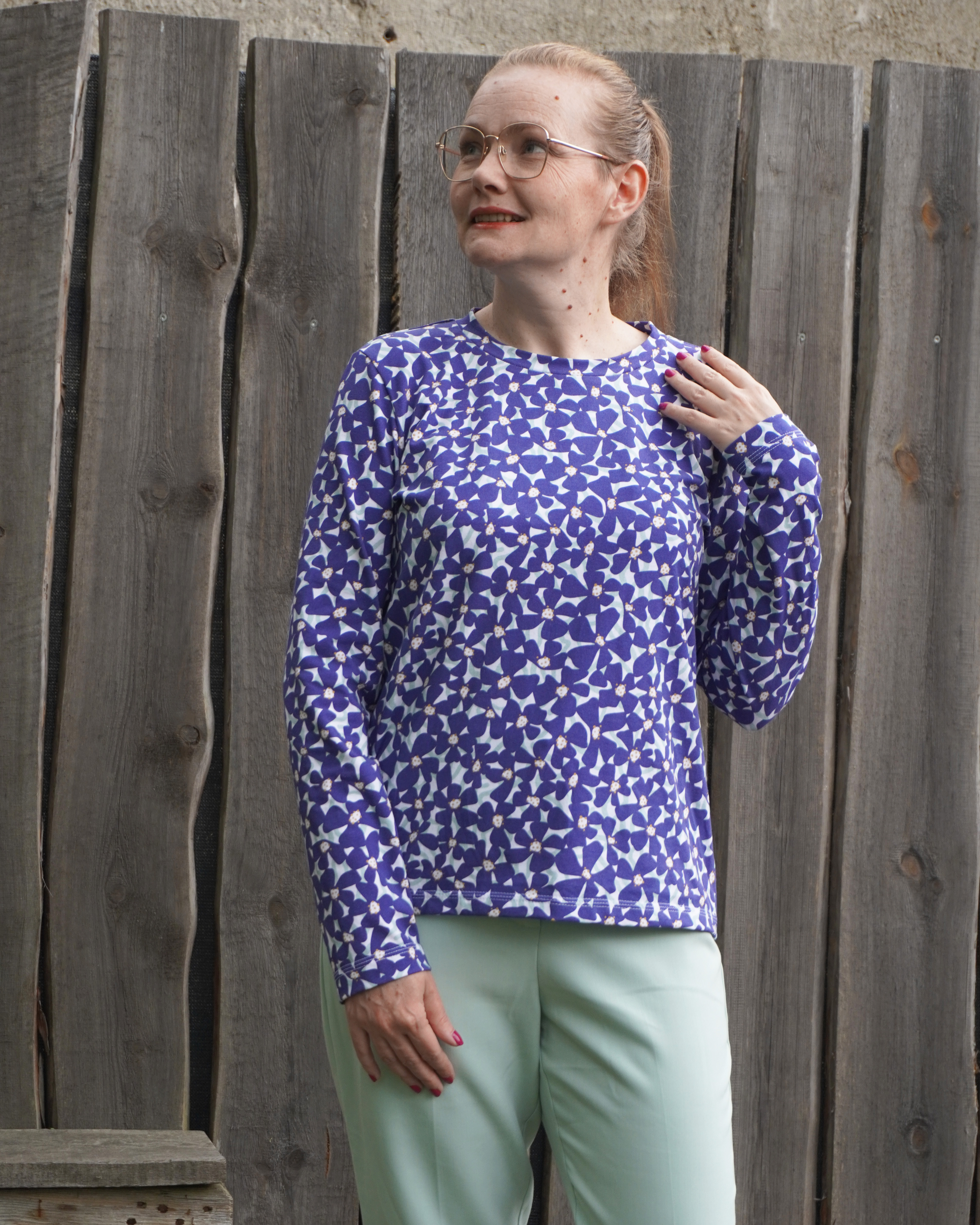 Bio Stoff  - Küstenatelier Blumenmeer blau