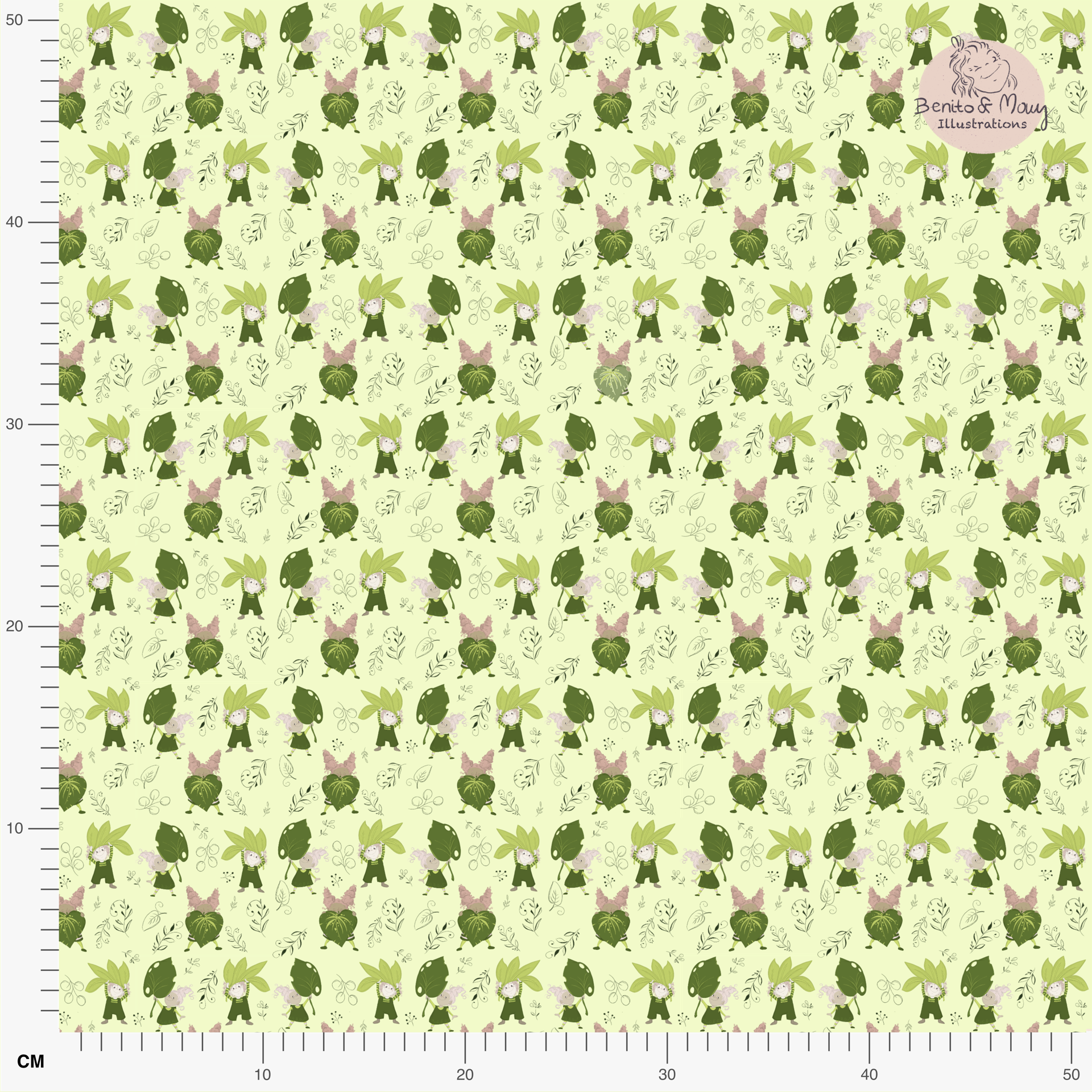 Bio Stoff  -  Botanical Fairytale grün, klein