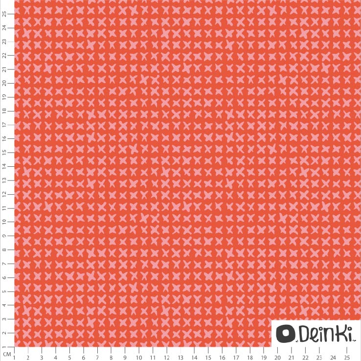 Bio Stoff  - Kreuzstich Rot Rosa - Deinki, Punkte, rot