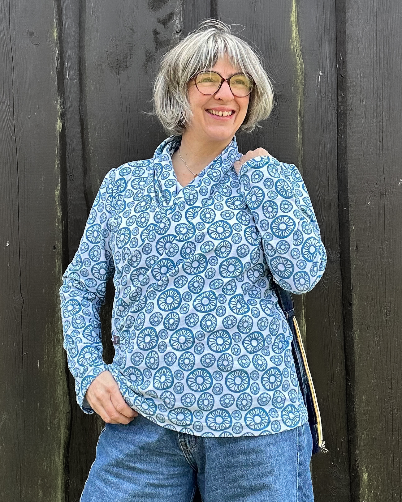 Bio Stoff  - Blumen Stempel grün